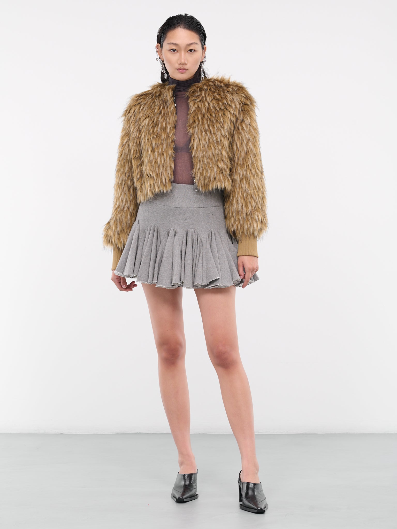 Pleated Jersey Skirt(SK06-GREY-MARL)