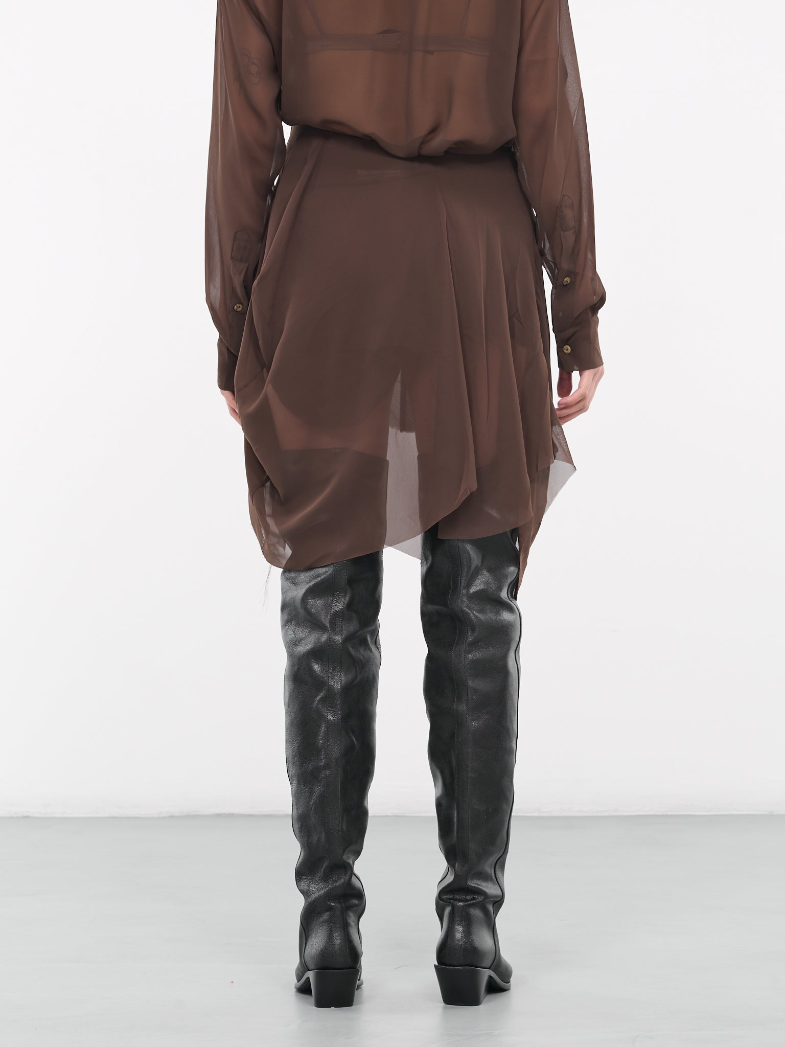 Draped Sheer Skirt (SK07-BROWN)