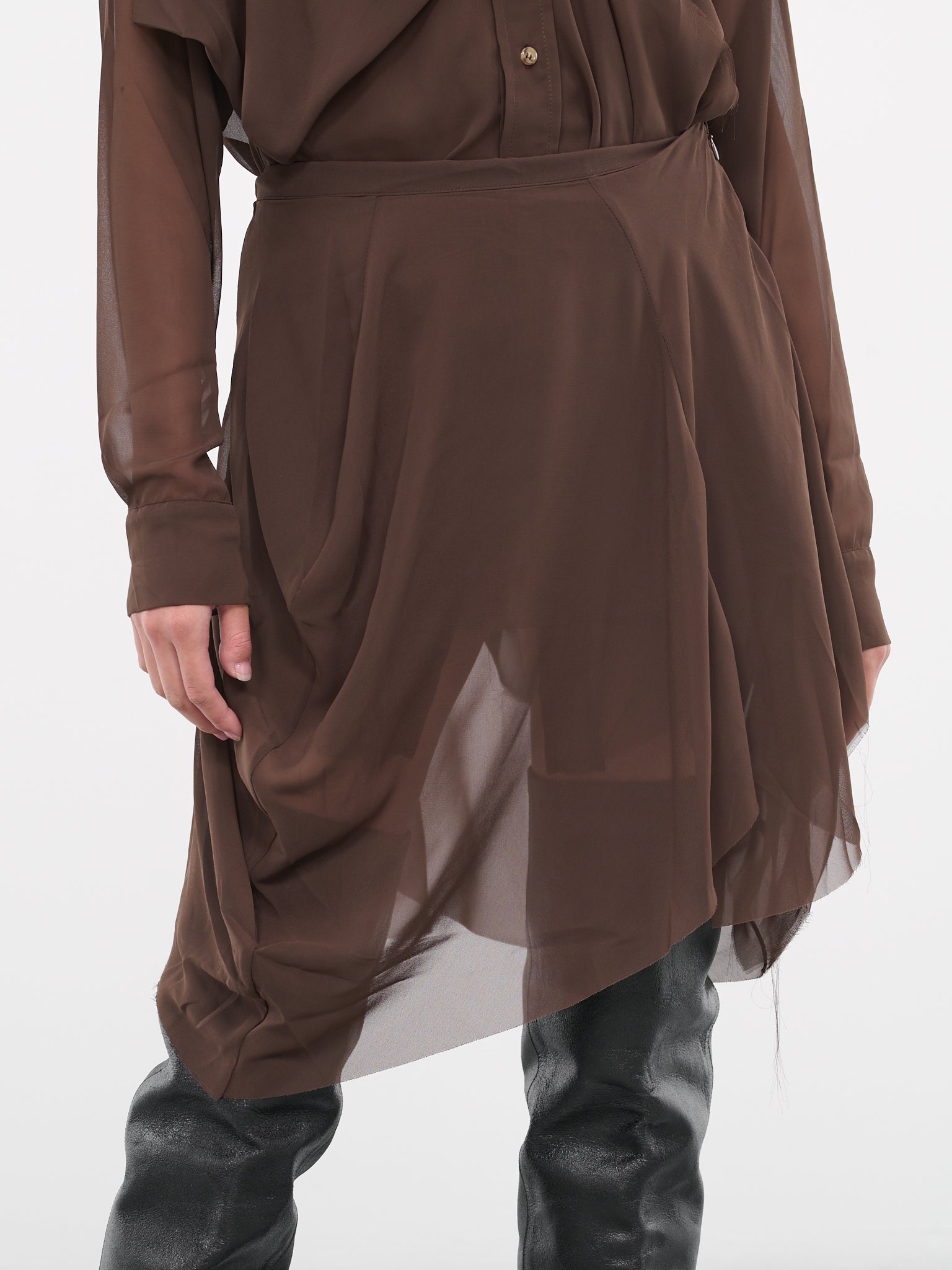 Draped Sheer Skirt (SK07-BROWN)