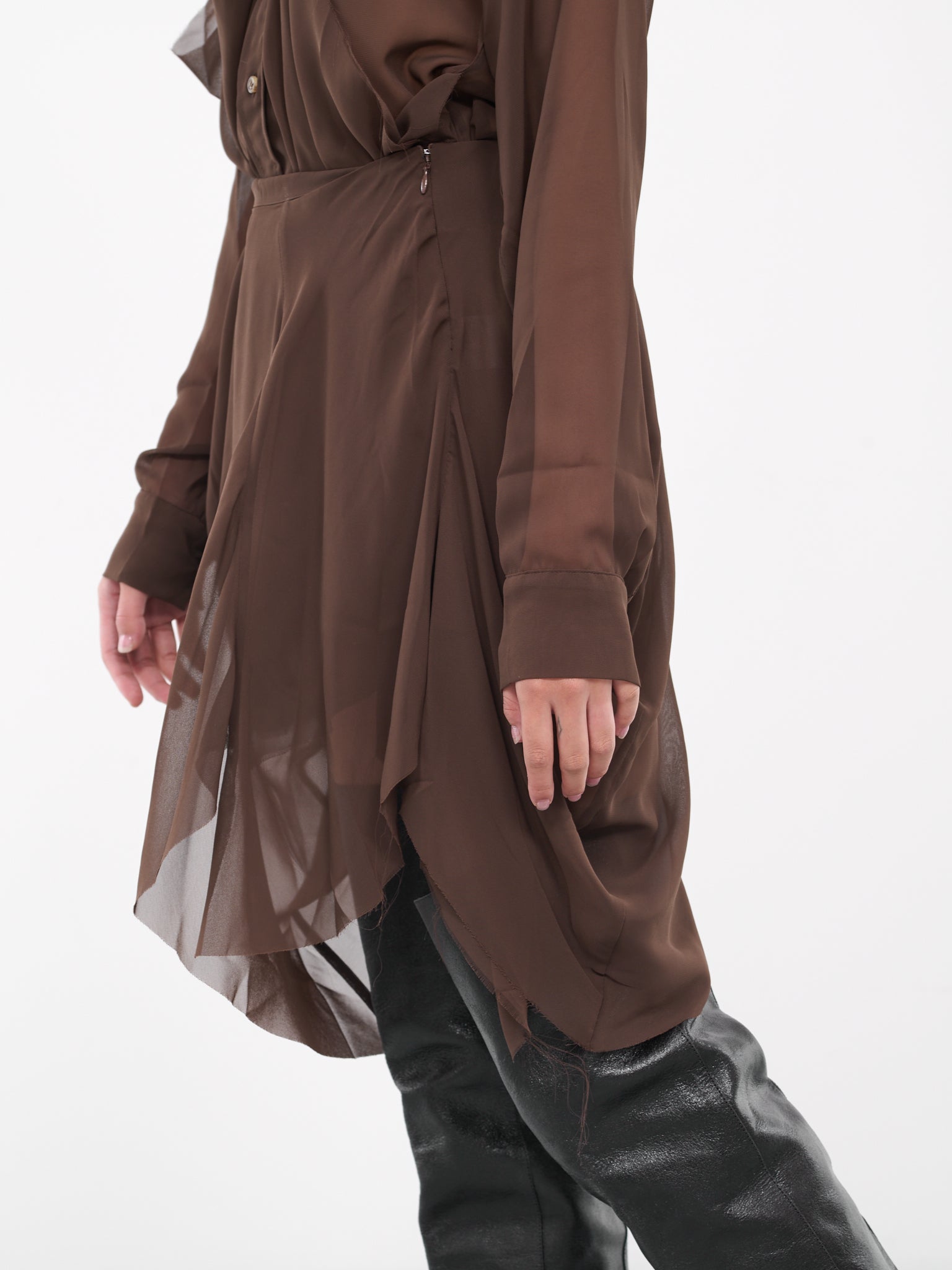 Draped Sheer Skirt (SK07-BROWN)