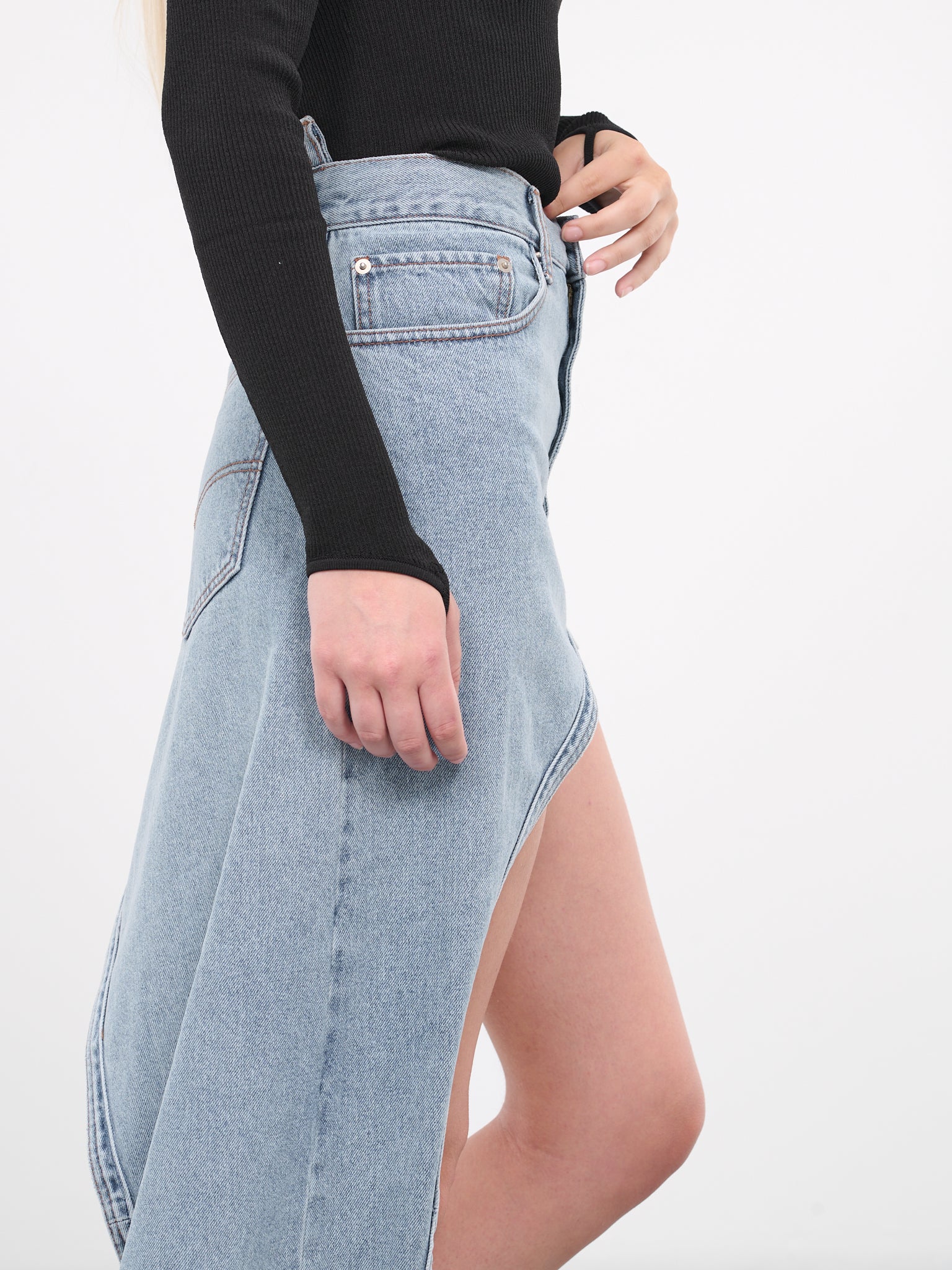 Asymmetric Denim Skirt (SK07-SB-SKY-BLUE)