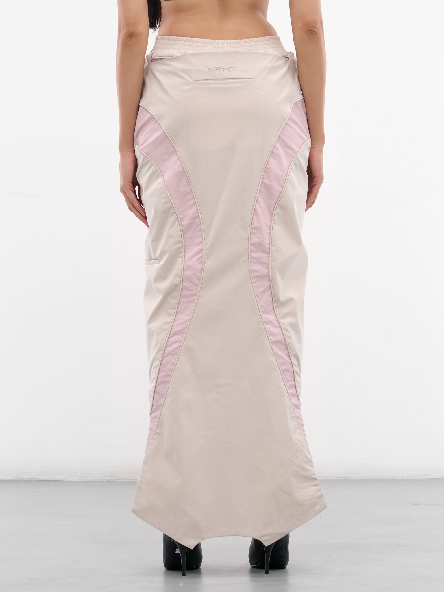 Beige Inverse Track Maxi Skirt (SK08-W15-810-BEIGE)