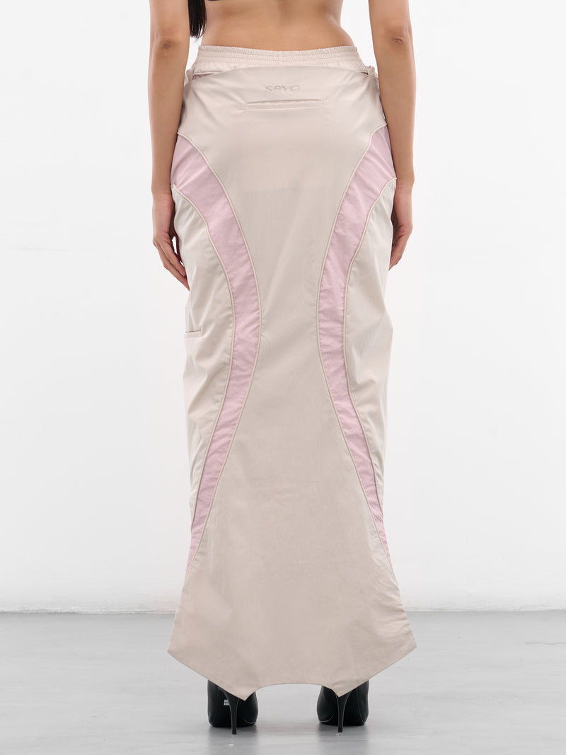 Beige Inverse Track Maxi Skirt (SK08-W15-810-BEIGE)
