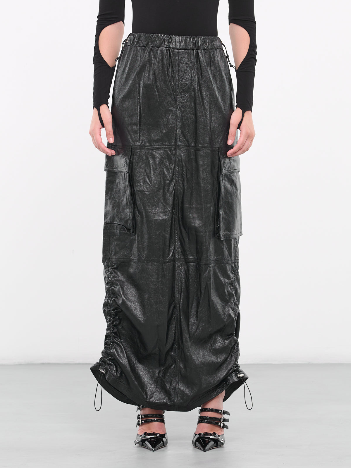 Cargo Leather Skirt (SK093367911791-BLACK)