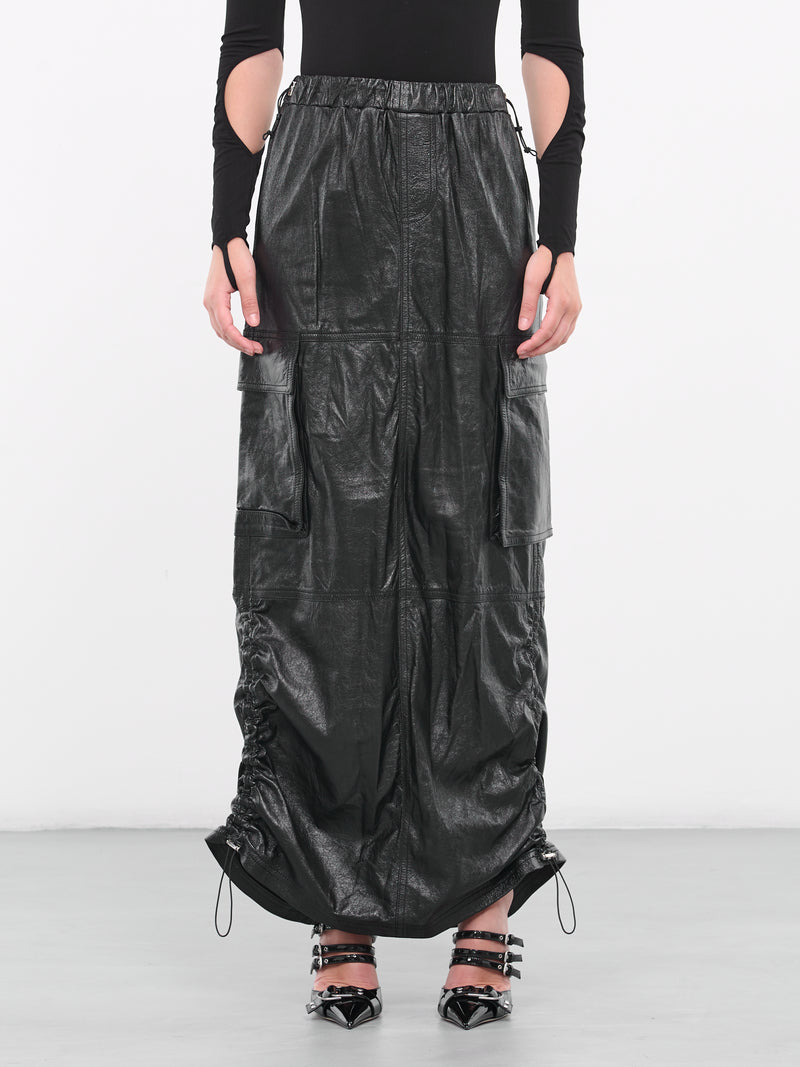 Cargo Leather Skirt (SK093367911791-BLACK)