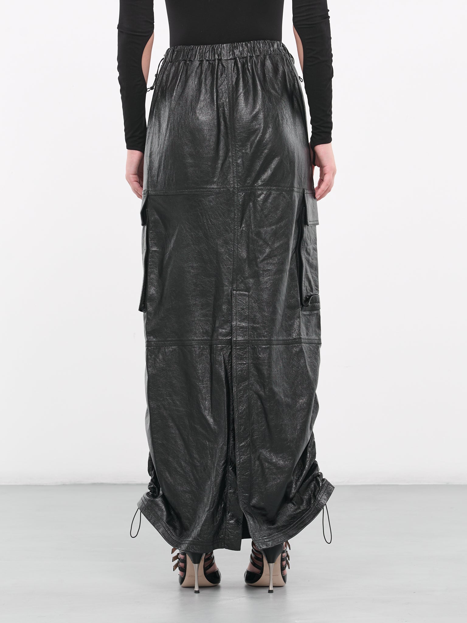 Cargo Leather Skirt (SK093367911791-BLACK)