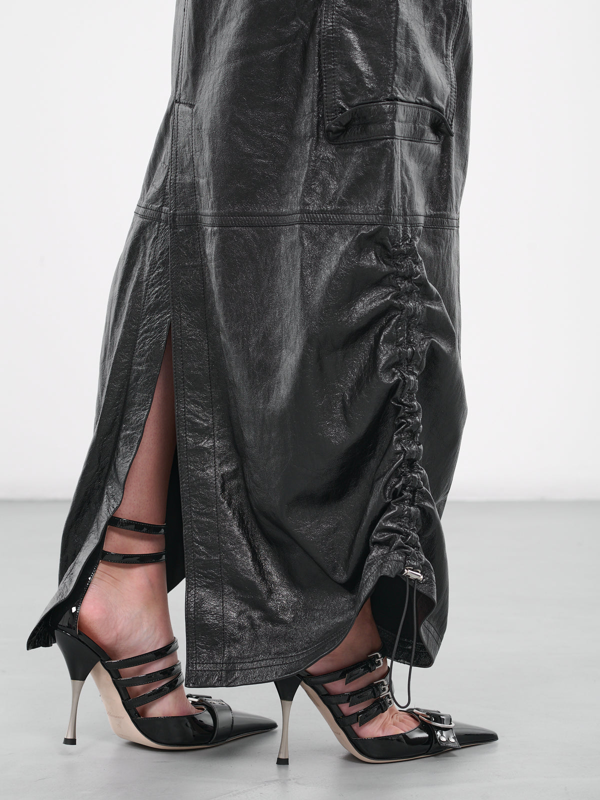 Cargo Leather Skirt (SK093367911791-BLACK)