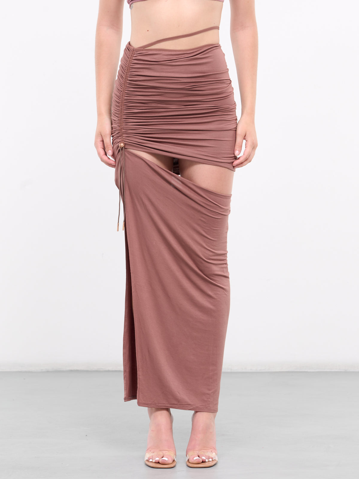 Cinched Asymmetric Jersey Skirt (SK09M3PK240-ROSEWOOD)