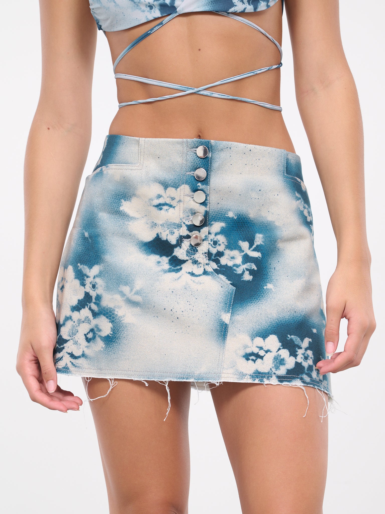 Sprayed Mini Skirt (SK20-1-SPRAYED-LACE-BLUE)