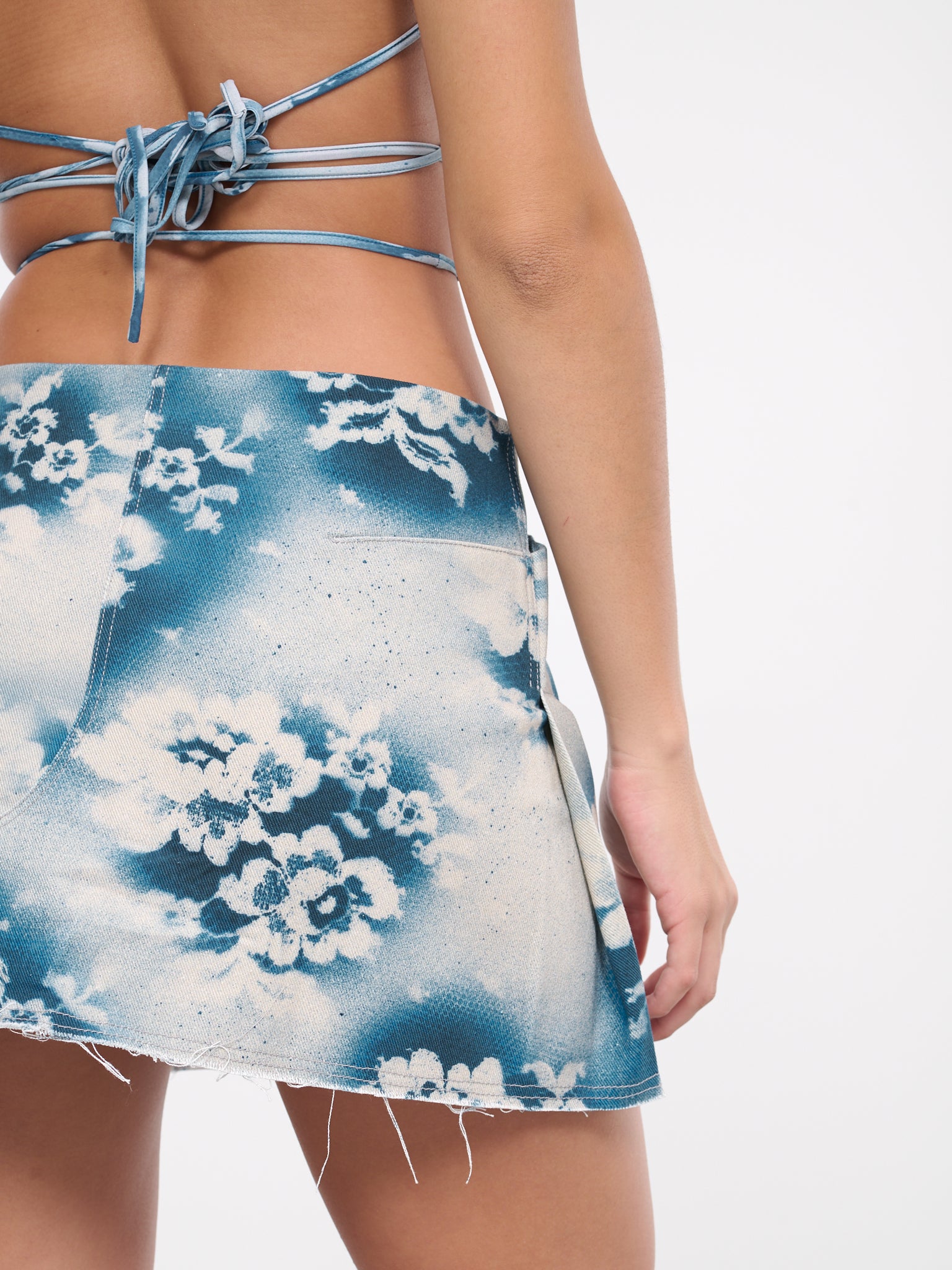 Sprayed Mini Skirt (SK20-1-SPRAYED-LACE-BLUE)