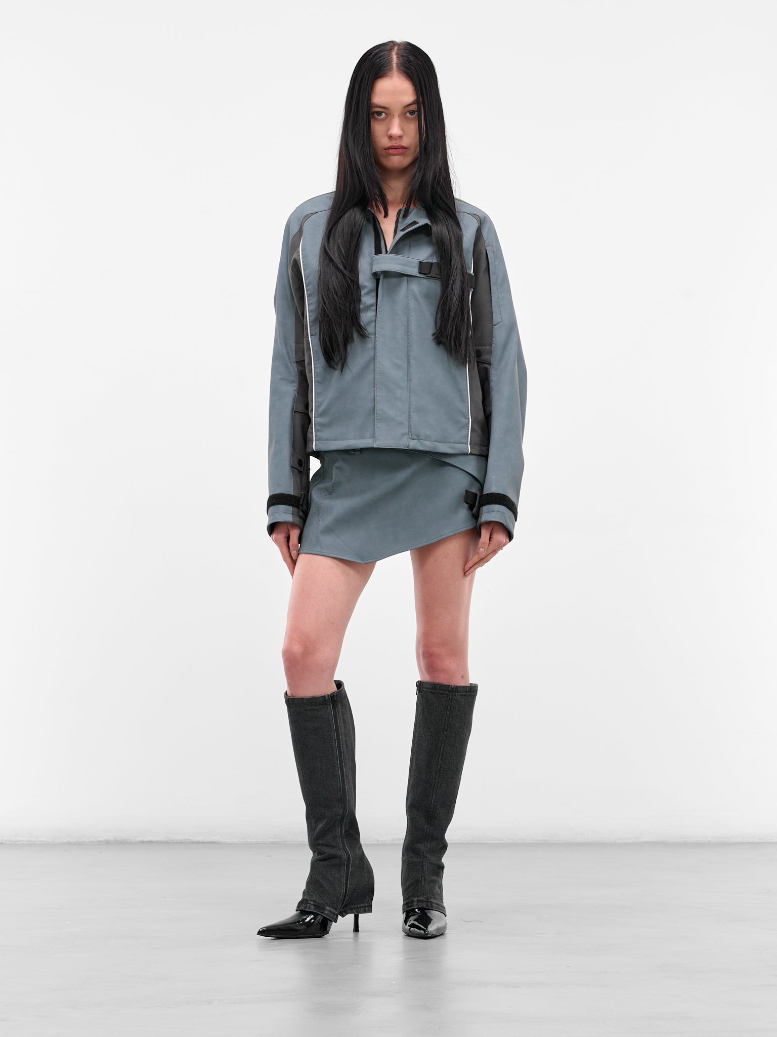 Gray Racer Wrap Mini Skirt (SK2SG-SLATE-GREY)