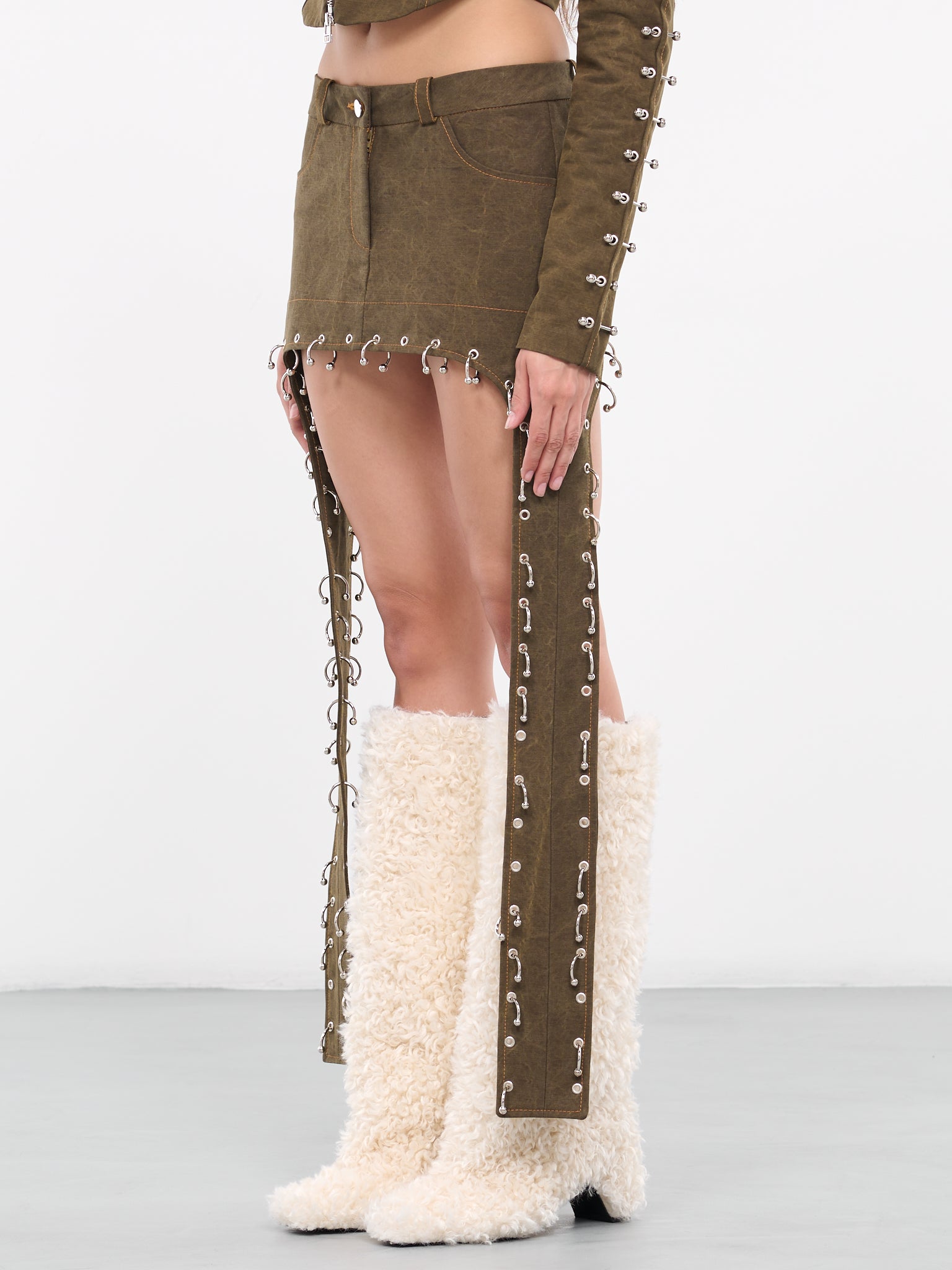 Pierced Petal Skirt (SKDMW-B08-WOOD-BROWN)