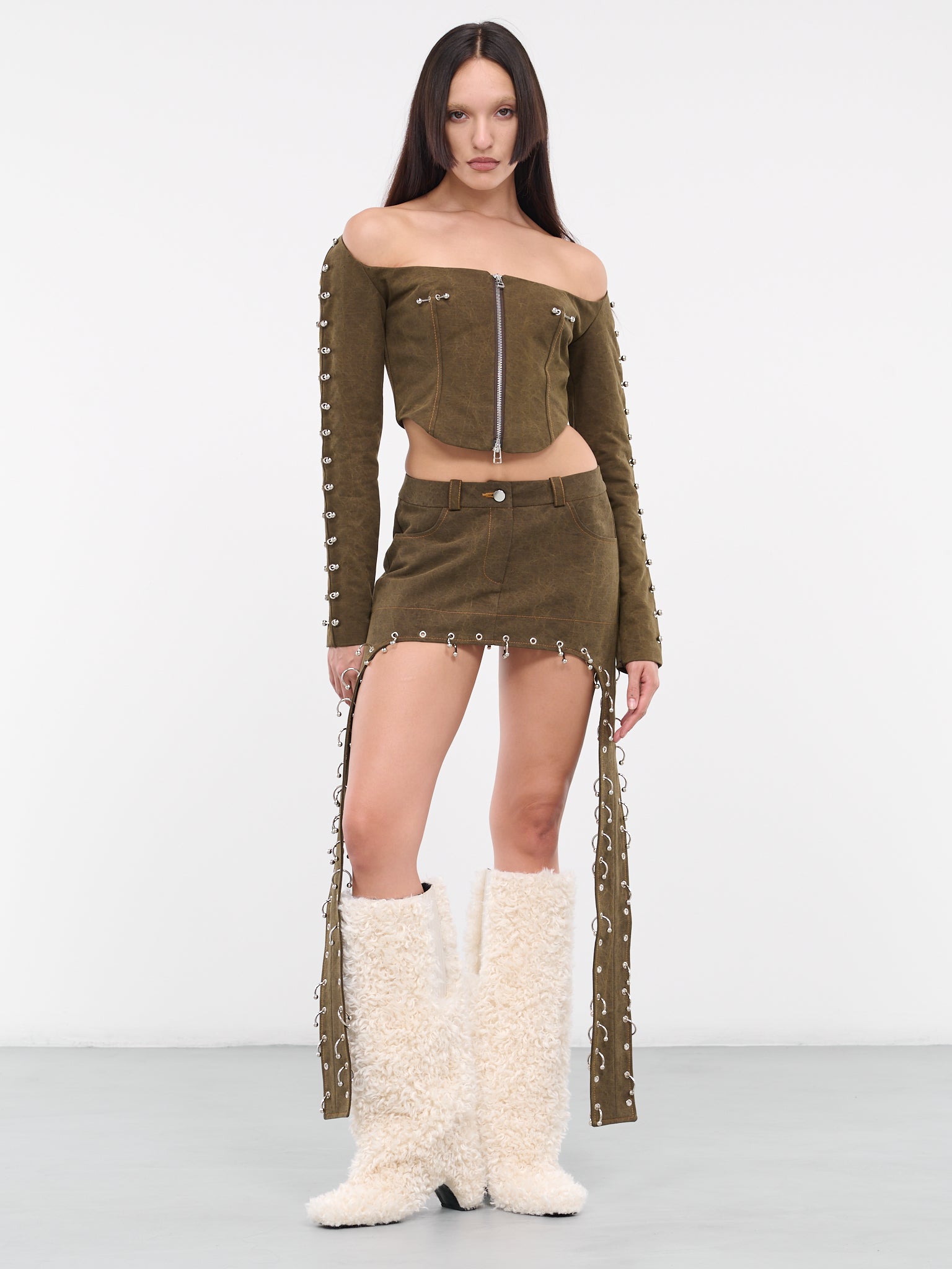 Pierced Petal Skirt (SKDMW-B08-WOOD-BROWN)