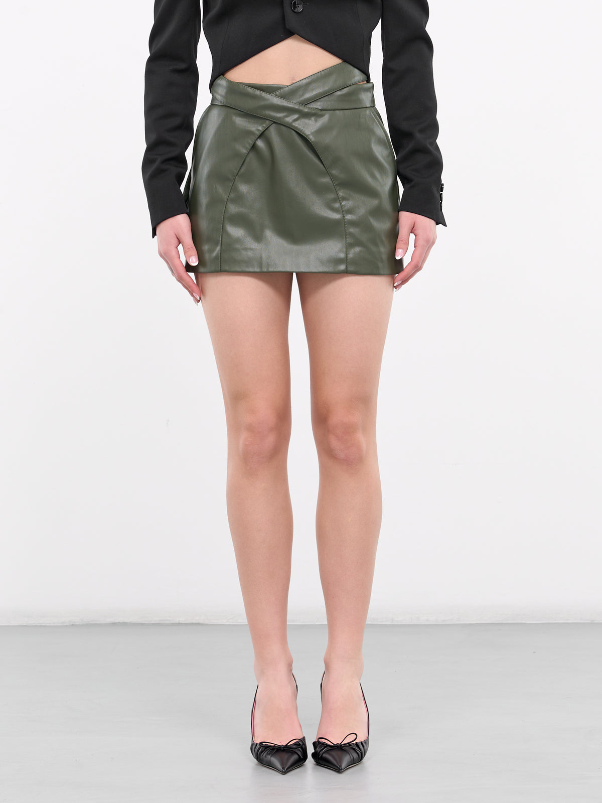 Vegan Leather Mini Skirt (SKIRT-4-GREY-KHAKI)