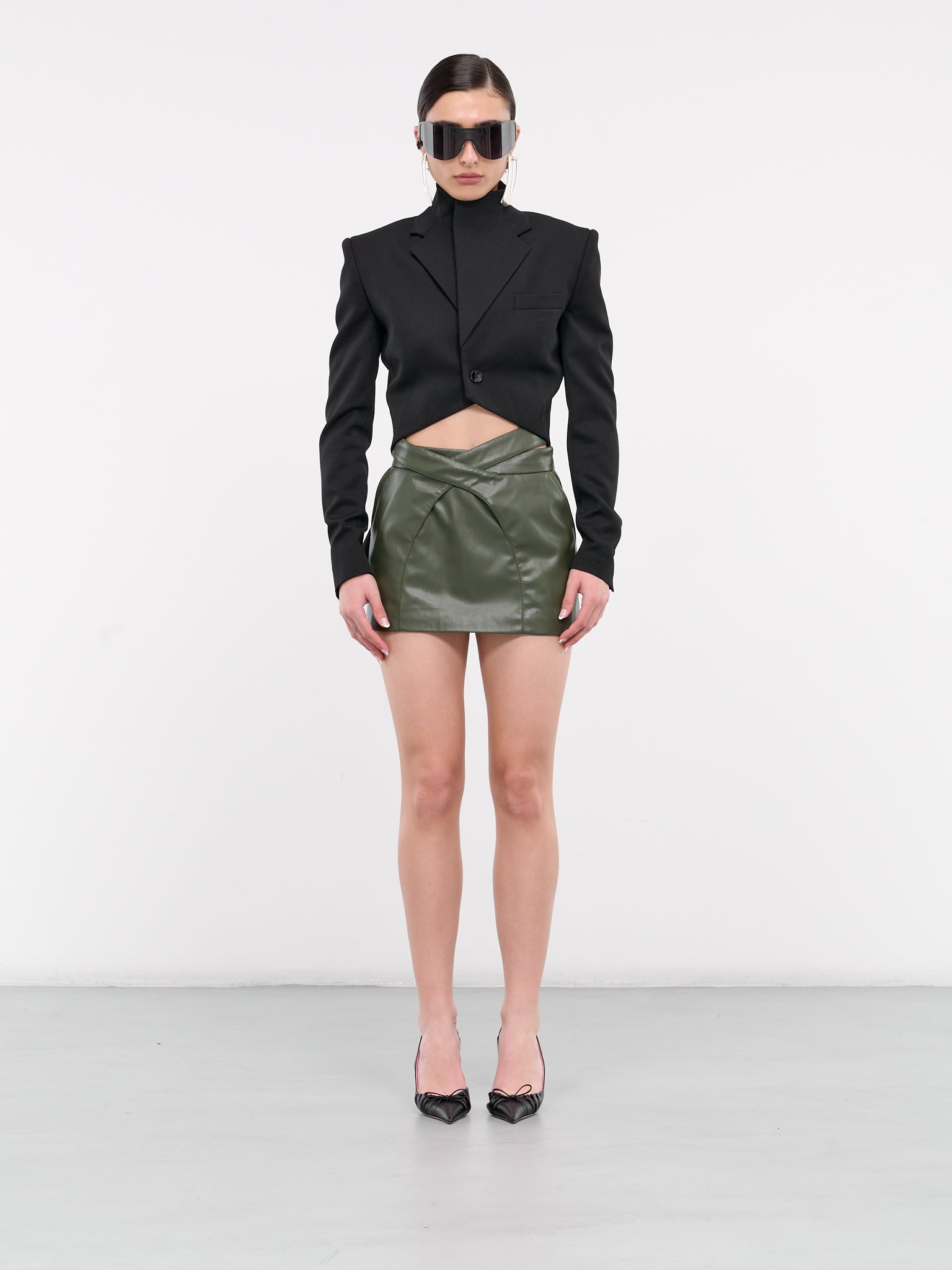 Vegan Leather Mini Skirt (SKIRT-4-GREY-KHAKI)
