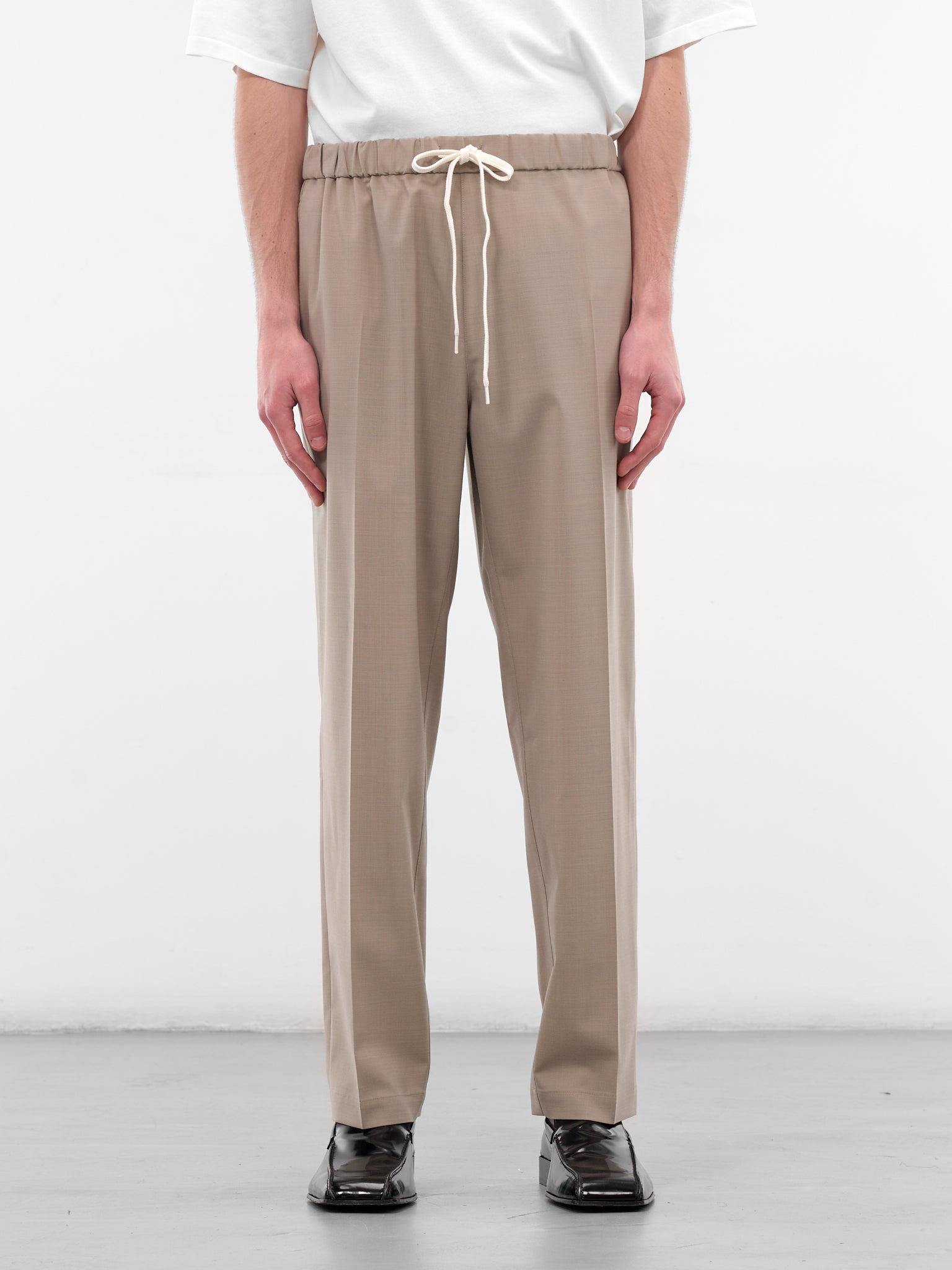 Beige Wool Elasticated Trousers (SH0KA0028-M35733-15-BEIGE)
