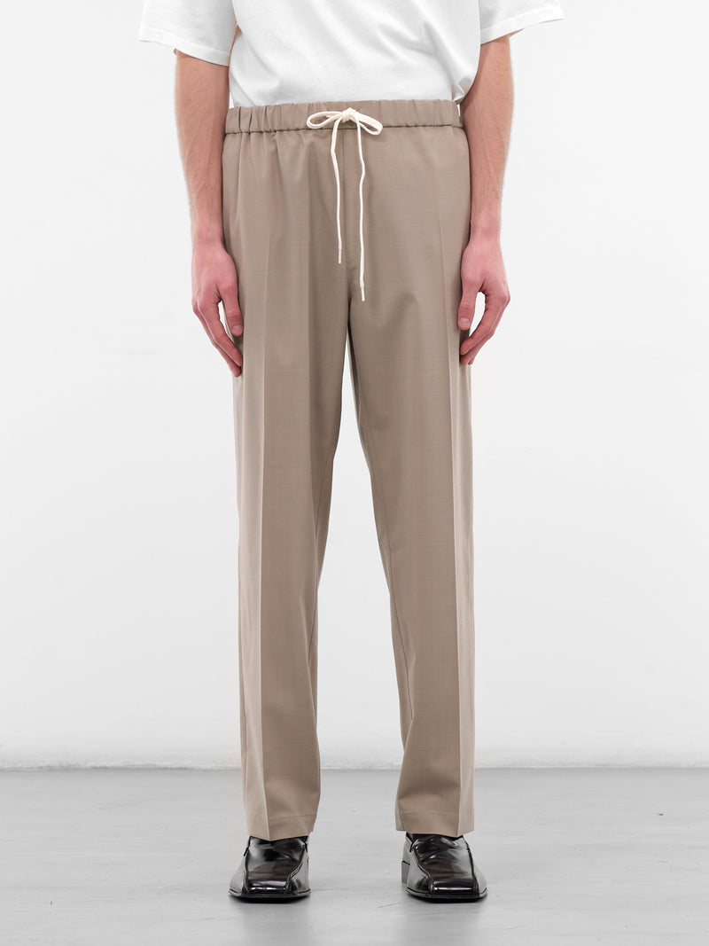 Beige Wool Elasticated Trousers (SH0KA0028-M35733-15-BEIGE)