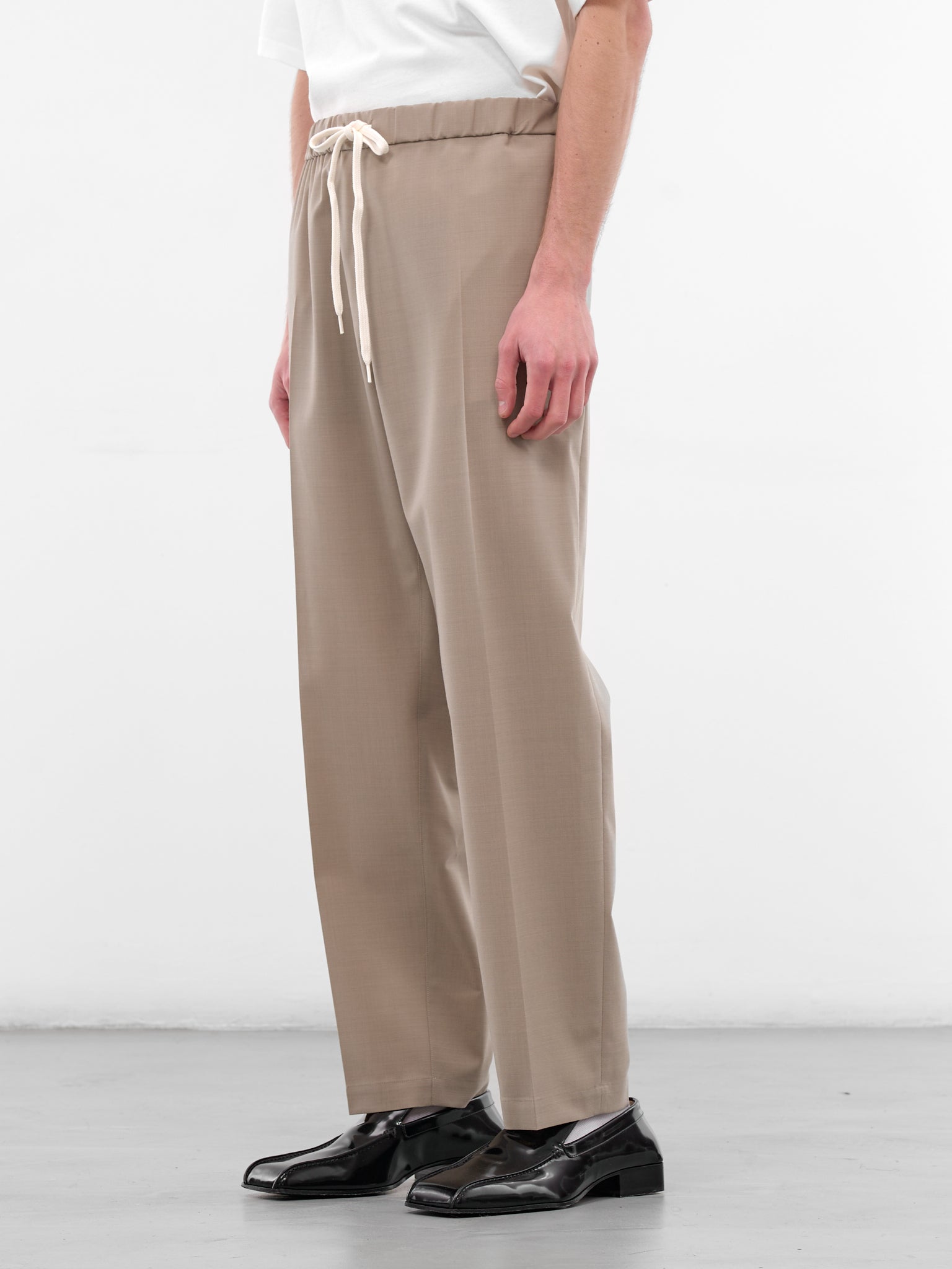 Beige Wool Elasticated Trousers (SH0KA0028-M35733-15-BEIGE)