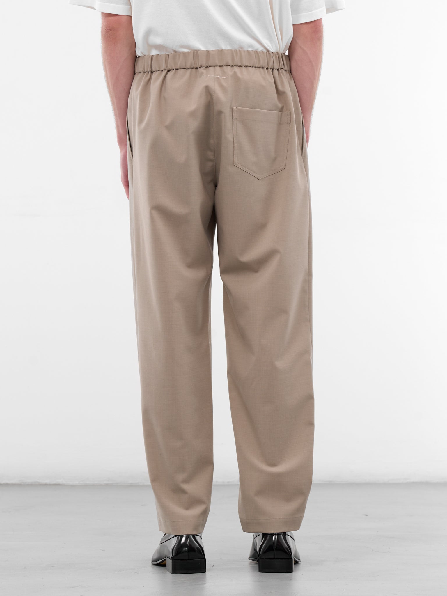 Beige Wool Elasticated Trousers (SH0KA0028-M35733-15-BEIGE)