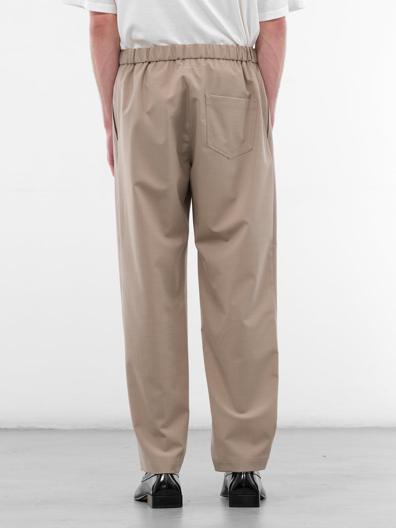 Beige Wool Elasticated Trousers (SH0KA0028-M35733-15-BEIGE)