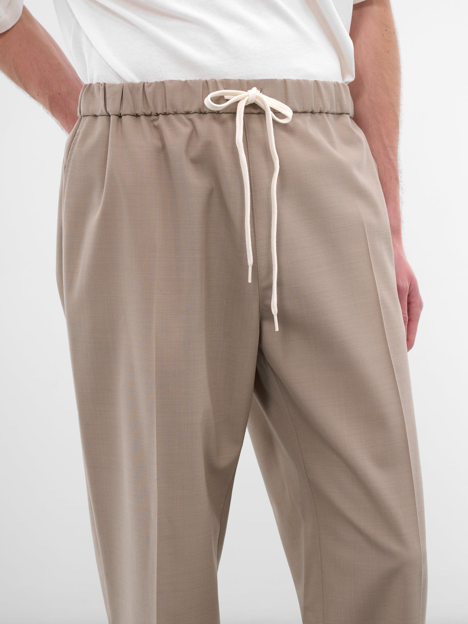 Beige Wool Elasticated Trousers (SH0KA0028-M35733-15-BEIGE)