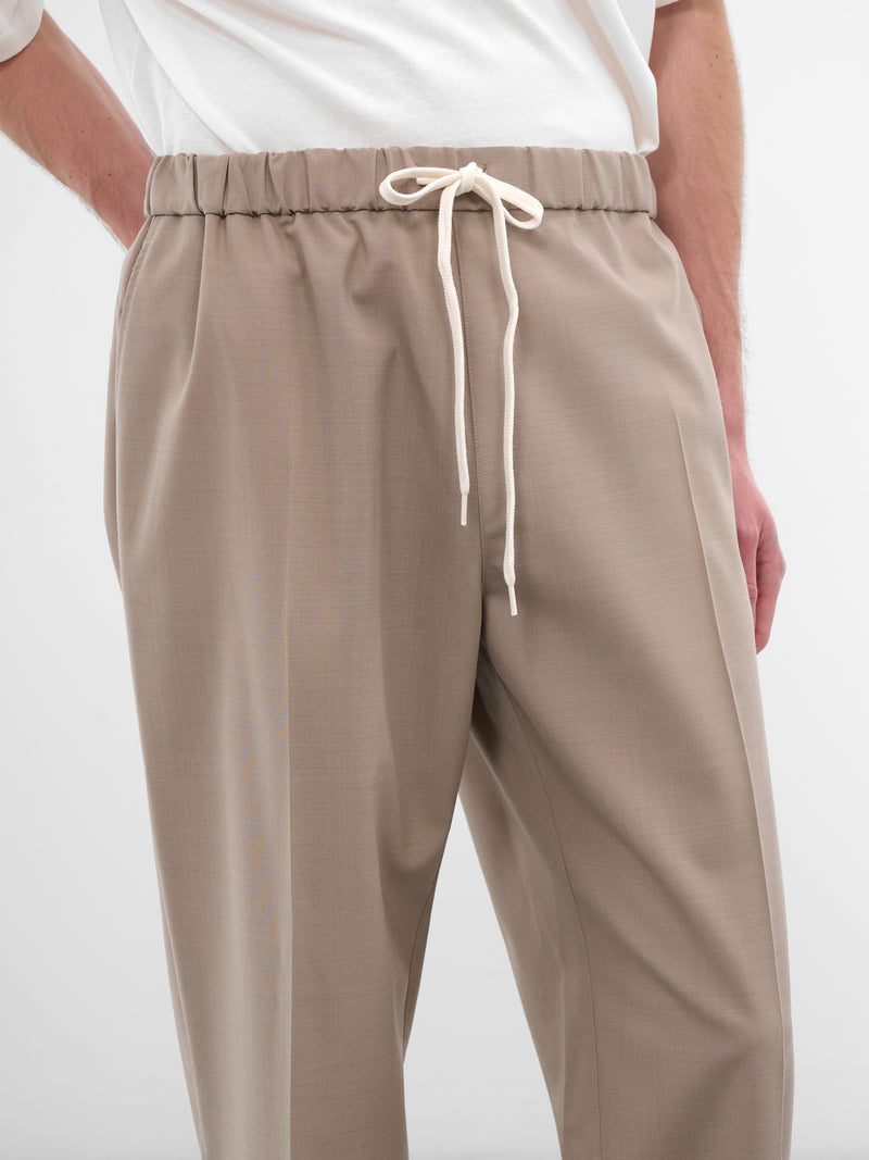 Beige Wool Elasticated Trousers (SH0KA0028-M35733-15-BEIGE)
