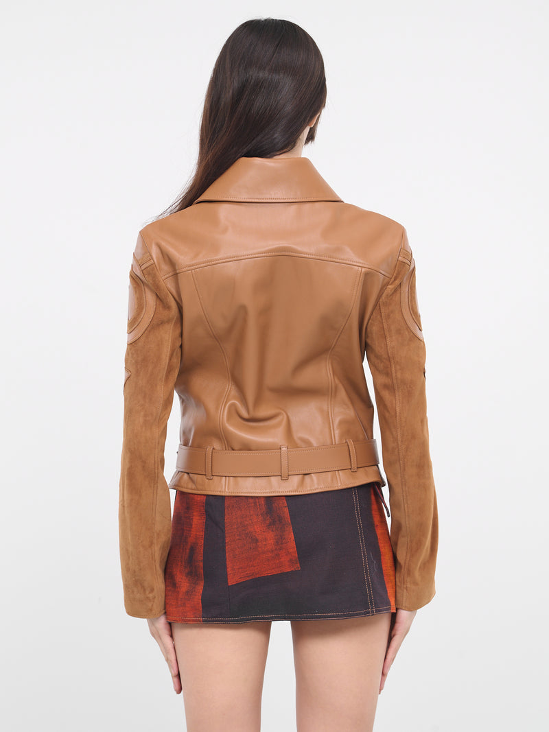 Leather Biker Jacket (SKP802-PN002C-BROWN)