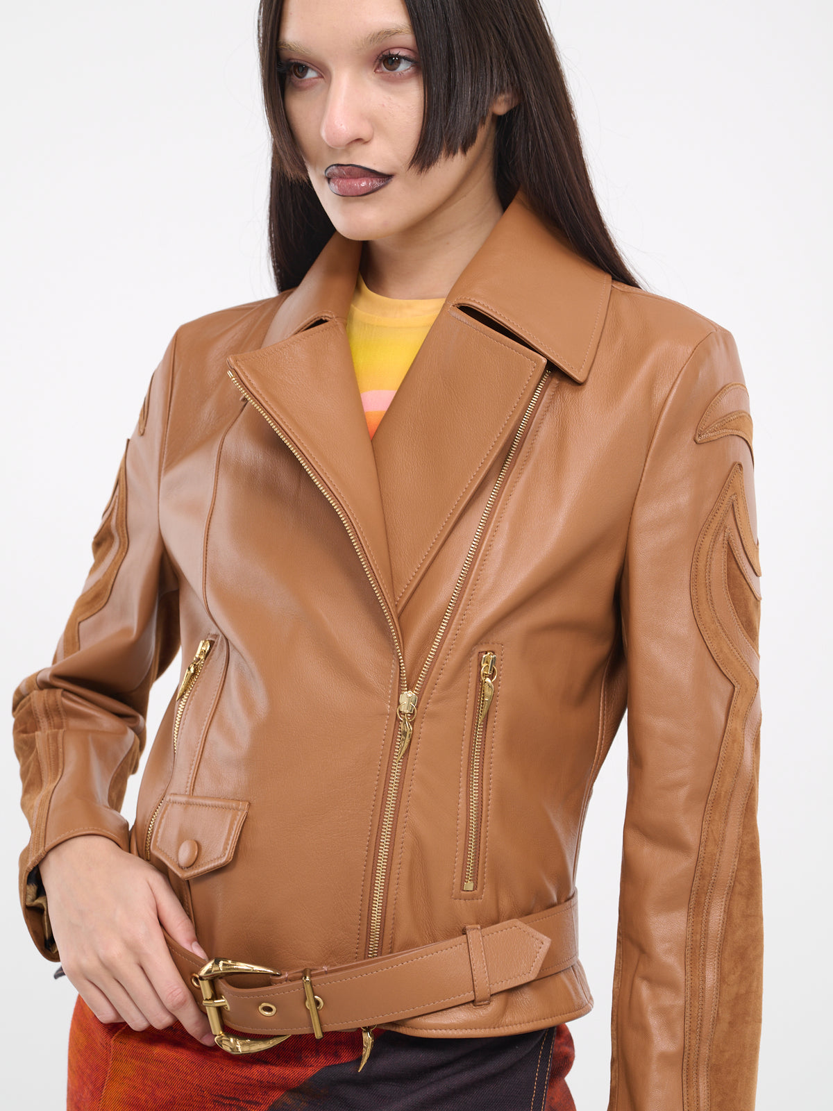 Leather Biker Jacket (SKP802-PN002C-BROWN)