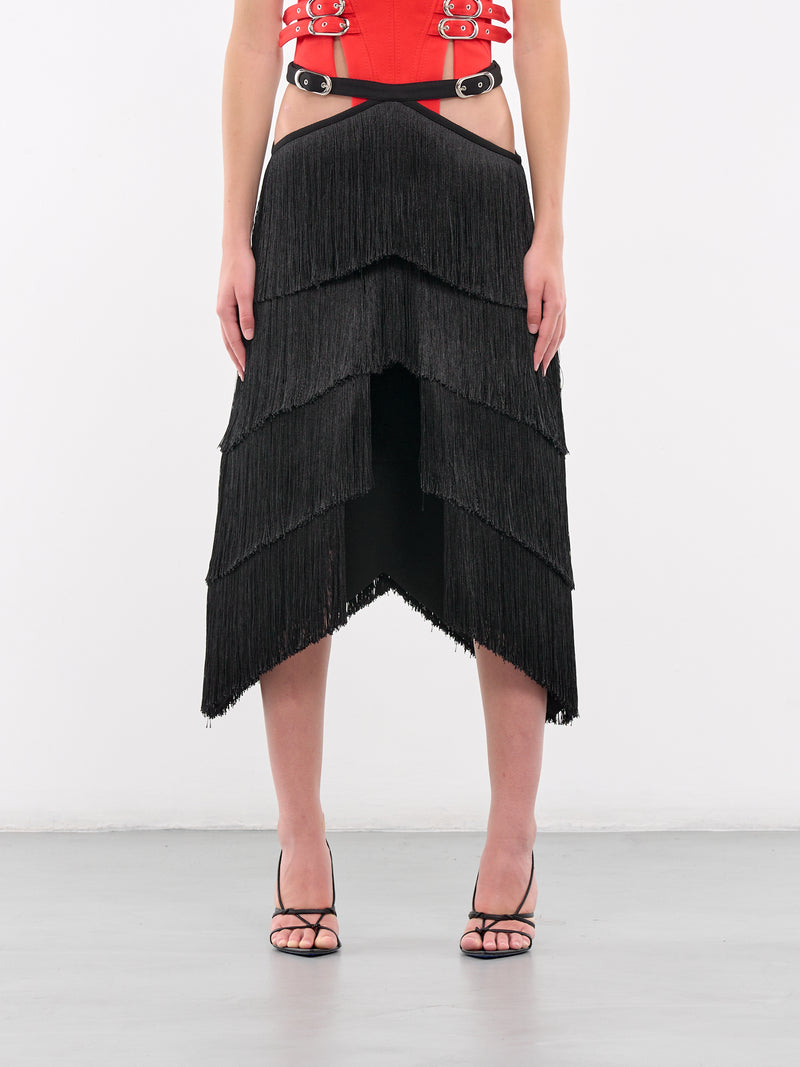 Reverse Fringe Skirt (SKPVBK09-BLACK)
