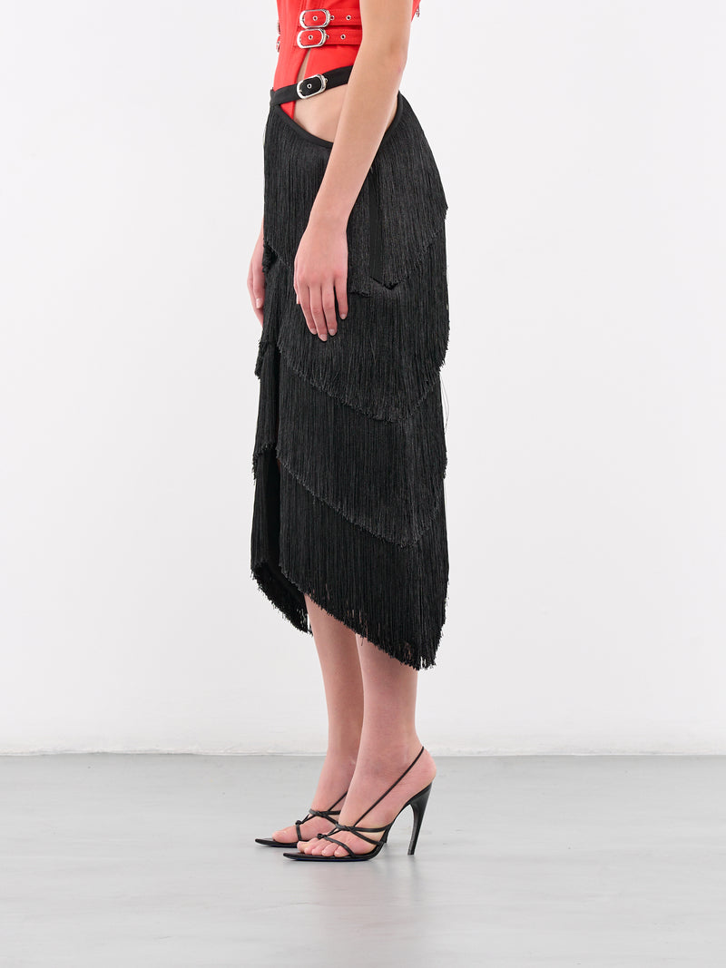 Reverse Fringe Skirt (SKPVBK09-BLACK)