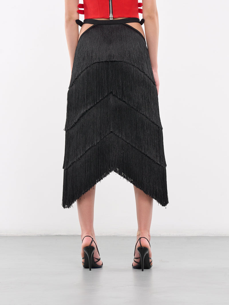 Reverse Fringe Skirt (SKPVBK09-BLACK)