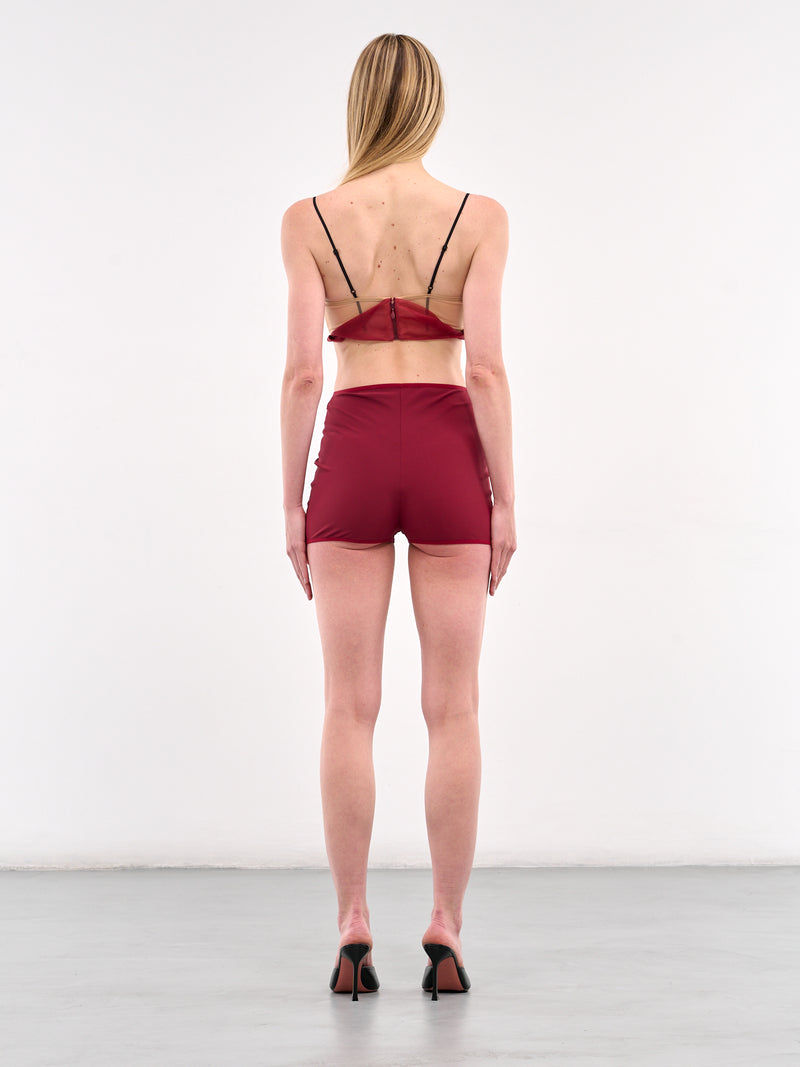 Flower Petal Playsuit (TRS074-SHOW-BLACK-BURGUNDY)