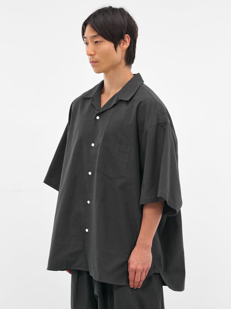 Black Satin Short Sleeve Shirt (SL25SS-OCSHSSCL-CH-SATIN-BLACK)