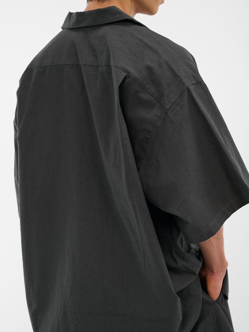 Black Satin Short Sleeve Shirt (SL25SS-OCSHSSCL-CH-SATIN-BLACK)