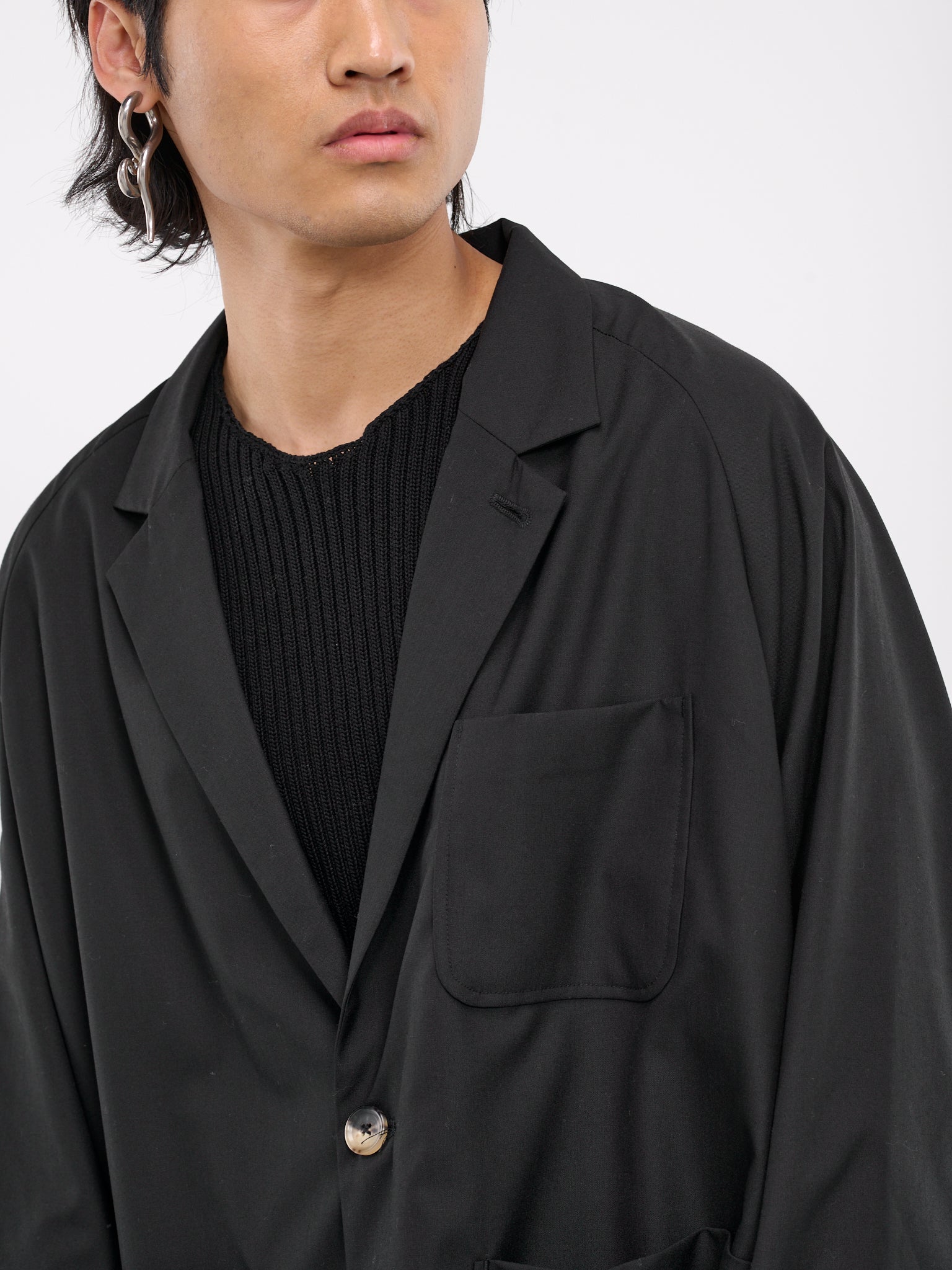 Unstructured Pocket Blazer (SLEC-BL-BL-BLACK)