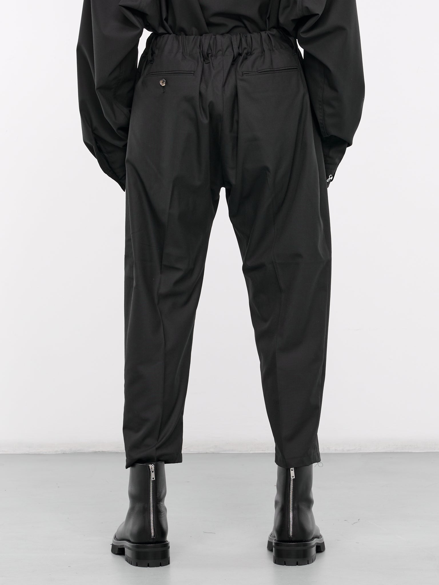 Black Elastic Tapered Crop Trousers (SLEC-BT-BL-BLACK)