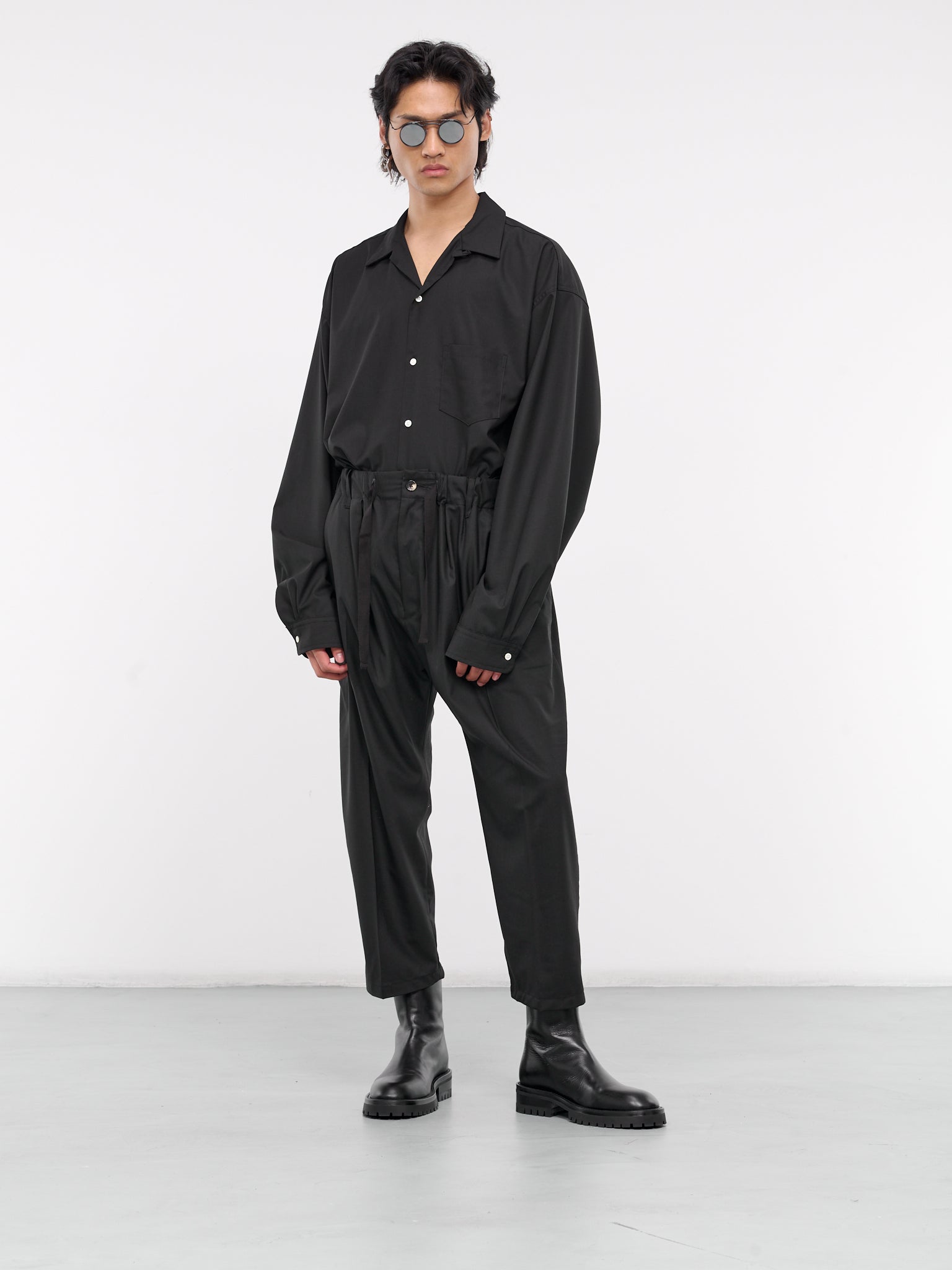 Black Elastic Tapered Crop Trousers (SLEC-BT-BL-BLACK)