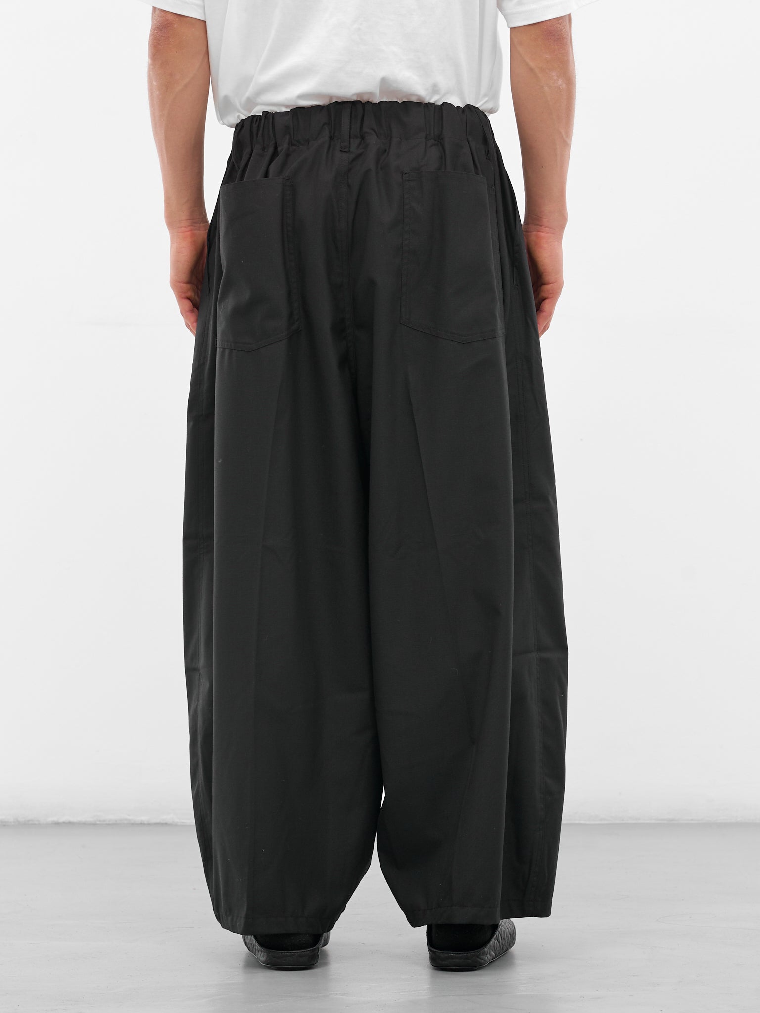 Black Elastic Wide Leg Trousers (SLEC-CL-BL-BLACK)