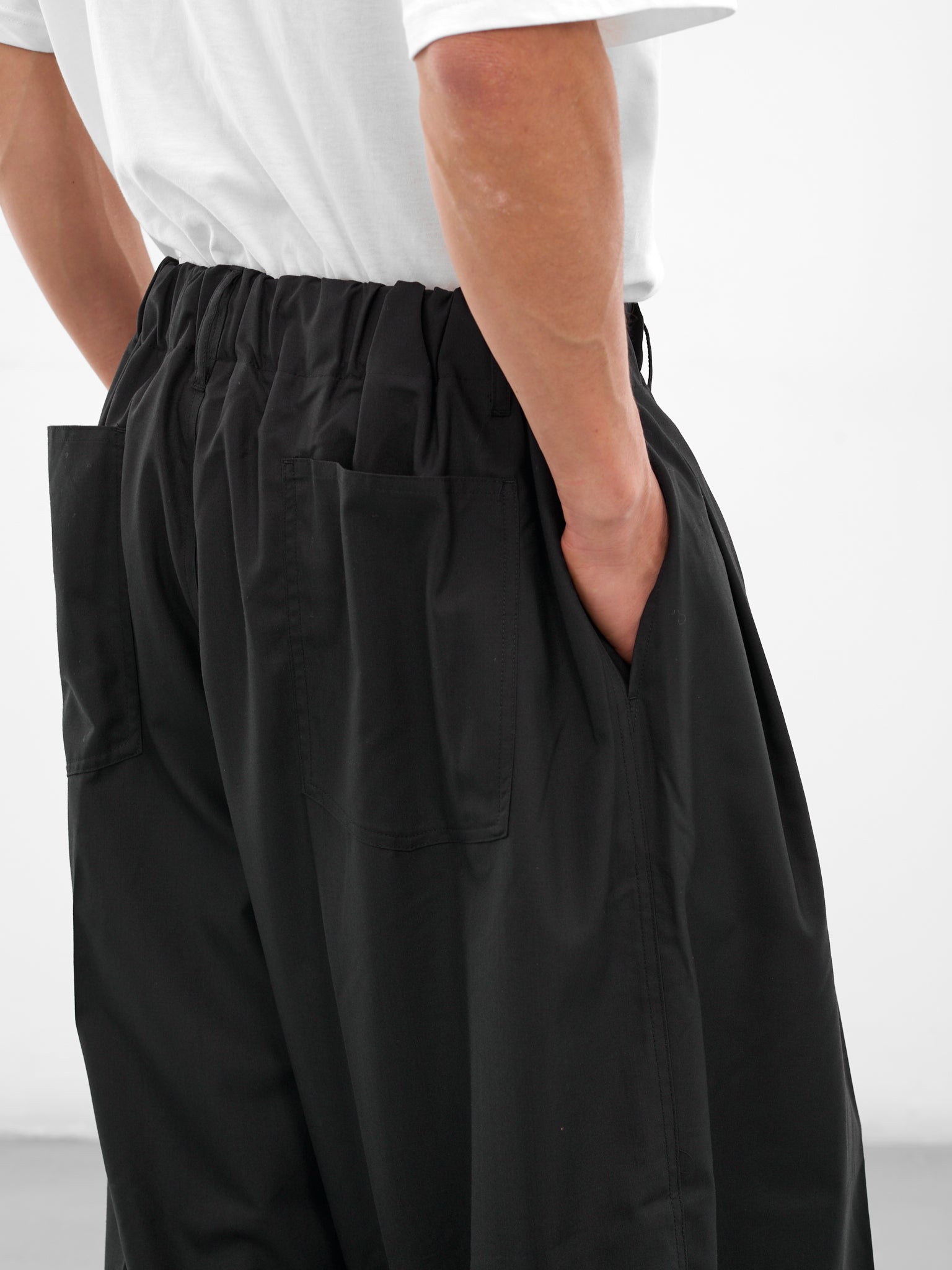 Black Elastic Wide Leg Trousers (SLEC-CL-BL-BLACK)