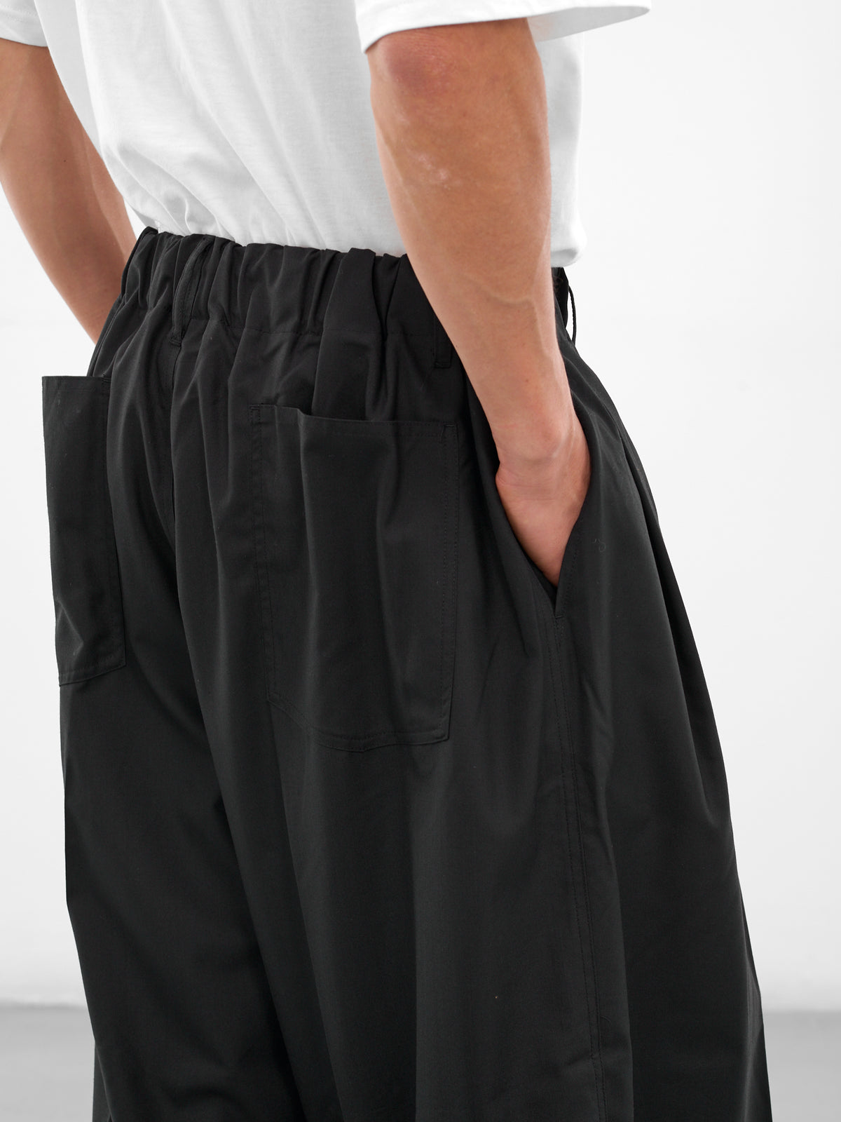 Black Elastic Wide Leg Trousers (SLEC-CL-BL-BLACK)