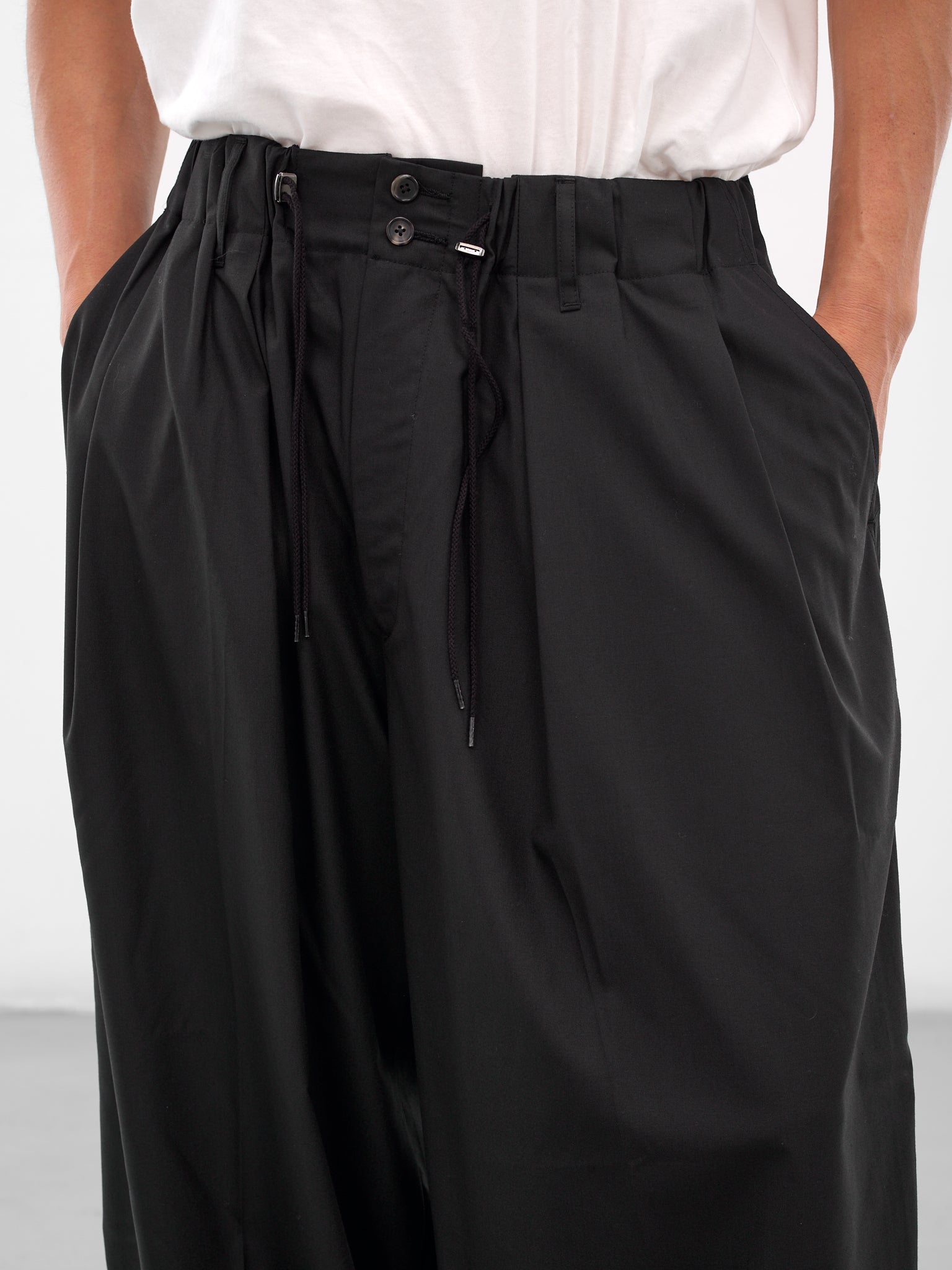 Black Elastic Wide Leg Trousers (SLEC-CL-BL-BLACK)