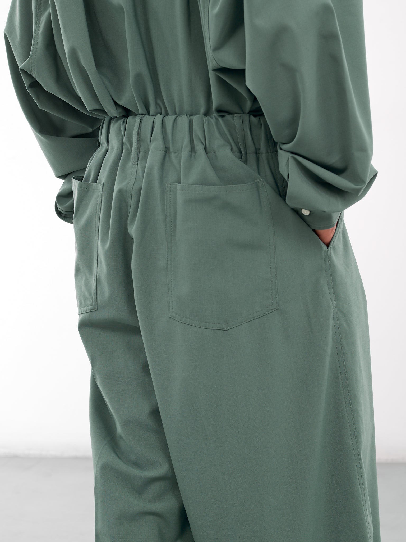 Green Elastic Wide Leg Trousers (SLEC-CL-GR-GREEN)