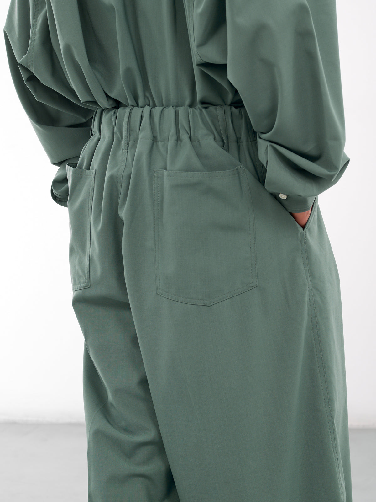 Green Elastic Wide Leg Trousers (SLEC-CL-GR-GREEN)
