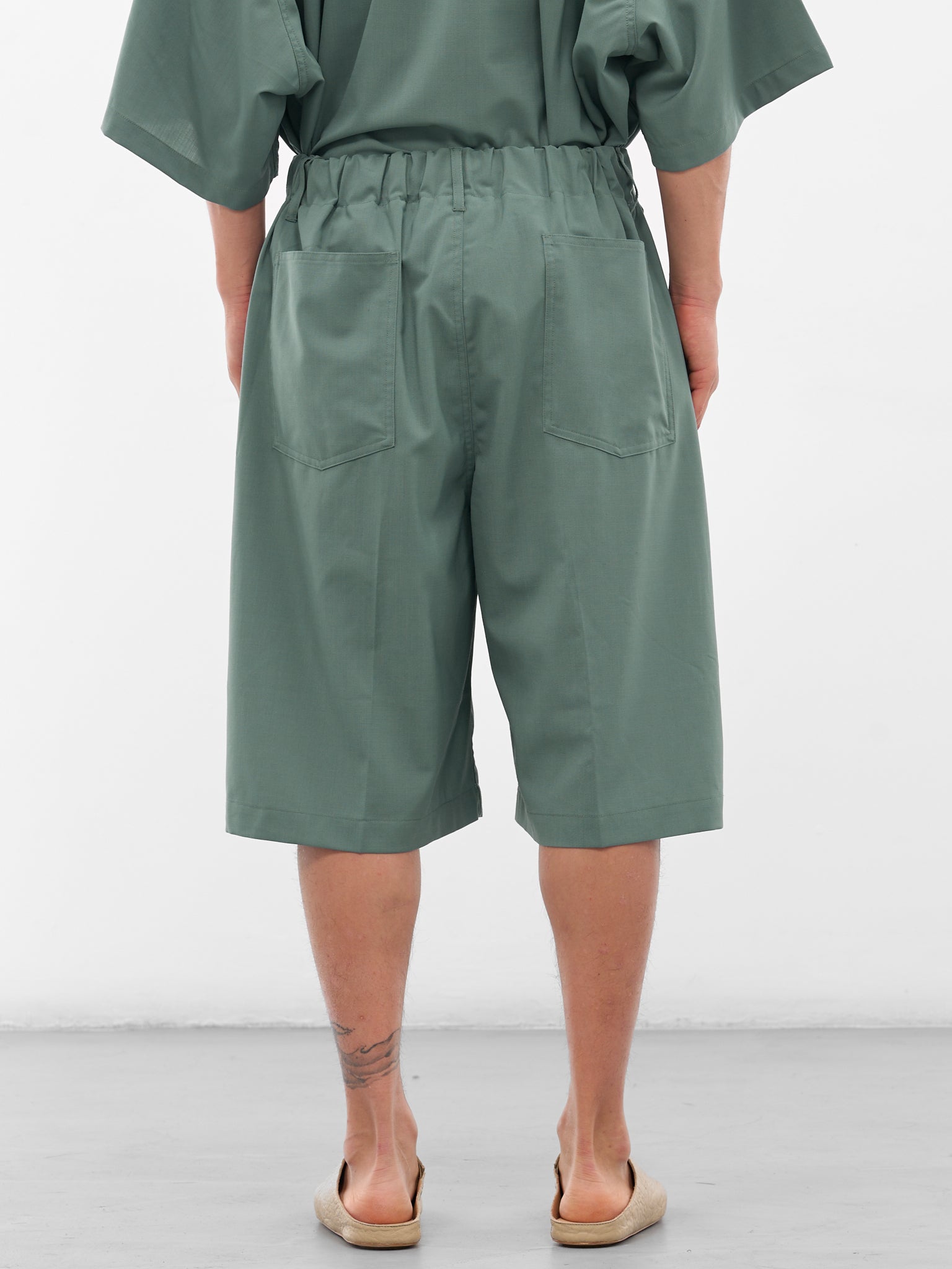 Green Elastic Baggy Shorts (SLEC-CPS-GR-GREEN)