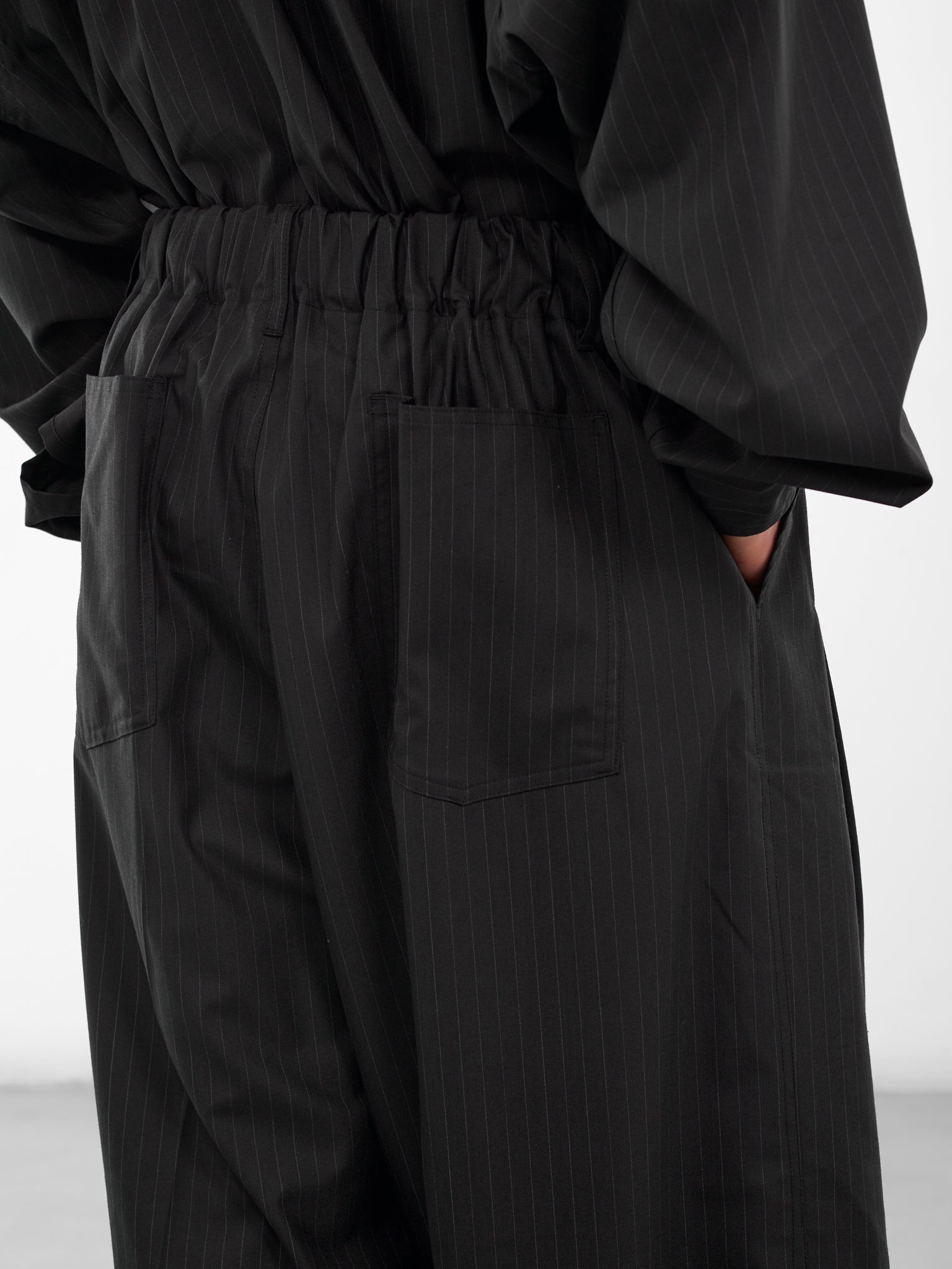 Black Pinstripe Baggy Wide Trousers (SLEC-CPSTP-BL-BLACK)