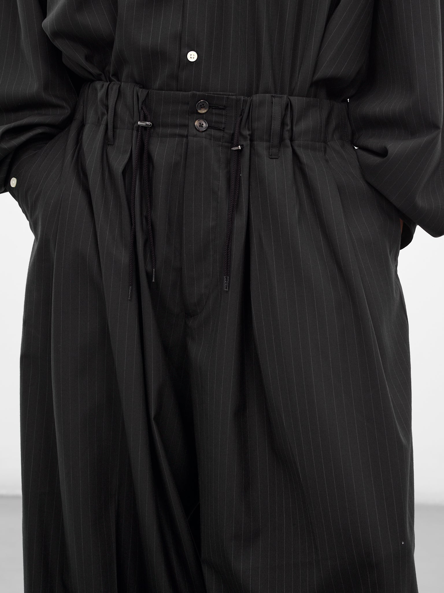 Black Pinstripe Baggy Wide Trousers (SLEC-CPSTP-BL-BLACK)