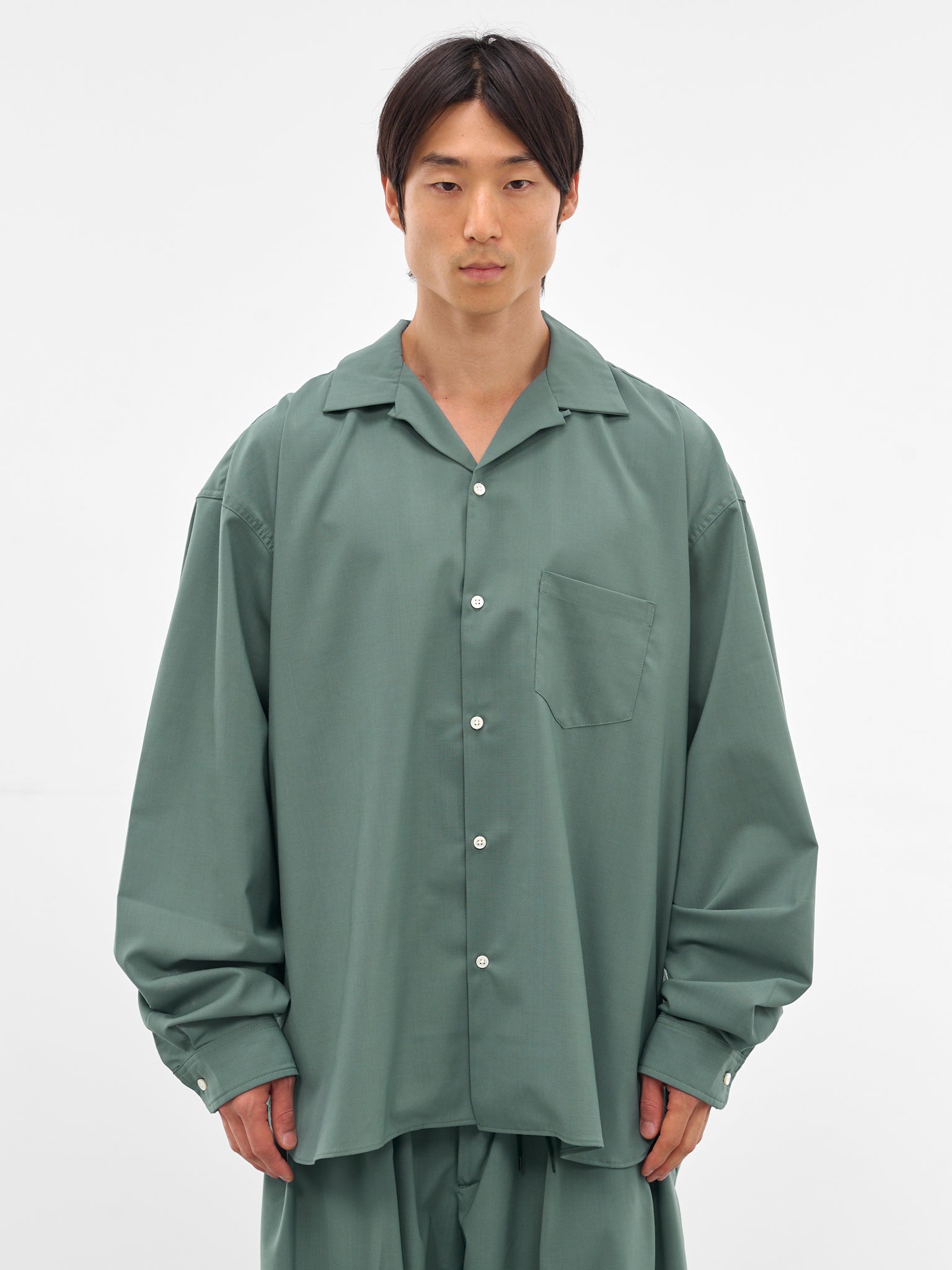 Green Oversized Long Sleeve Shirt (SLEC-OCSH-GR-GREEN)