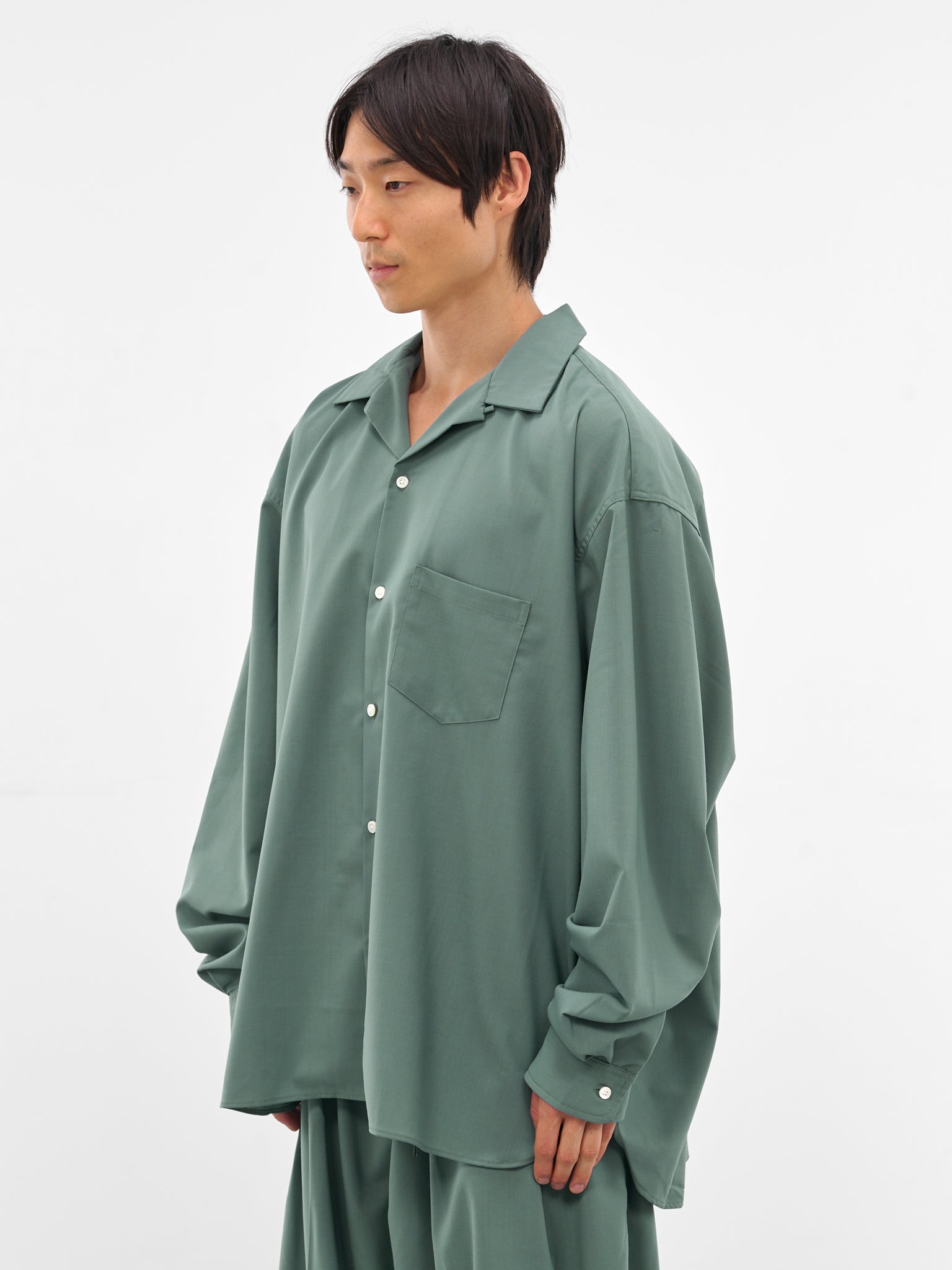 Green Oversized Long Sleeve Shirt (SLEC-OCSH-GR-GREEN)