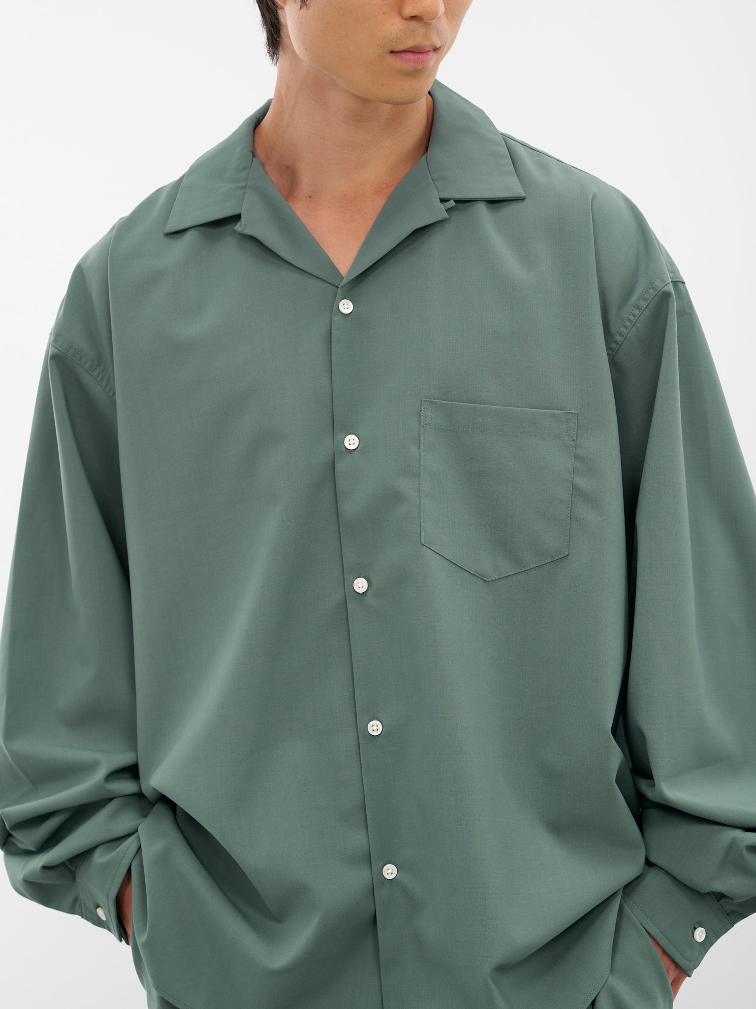 Green Oversized Long Sleeve Shirt (SLEC-OCSH-GR-GREEN)