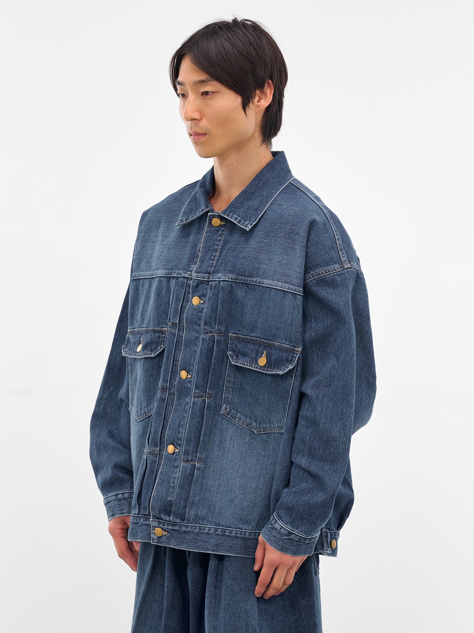 Blue Denim Oversized Trucker Jacket (SLEC-TJK-DWWH-DENIM-DAMAGED)